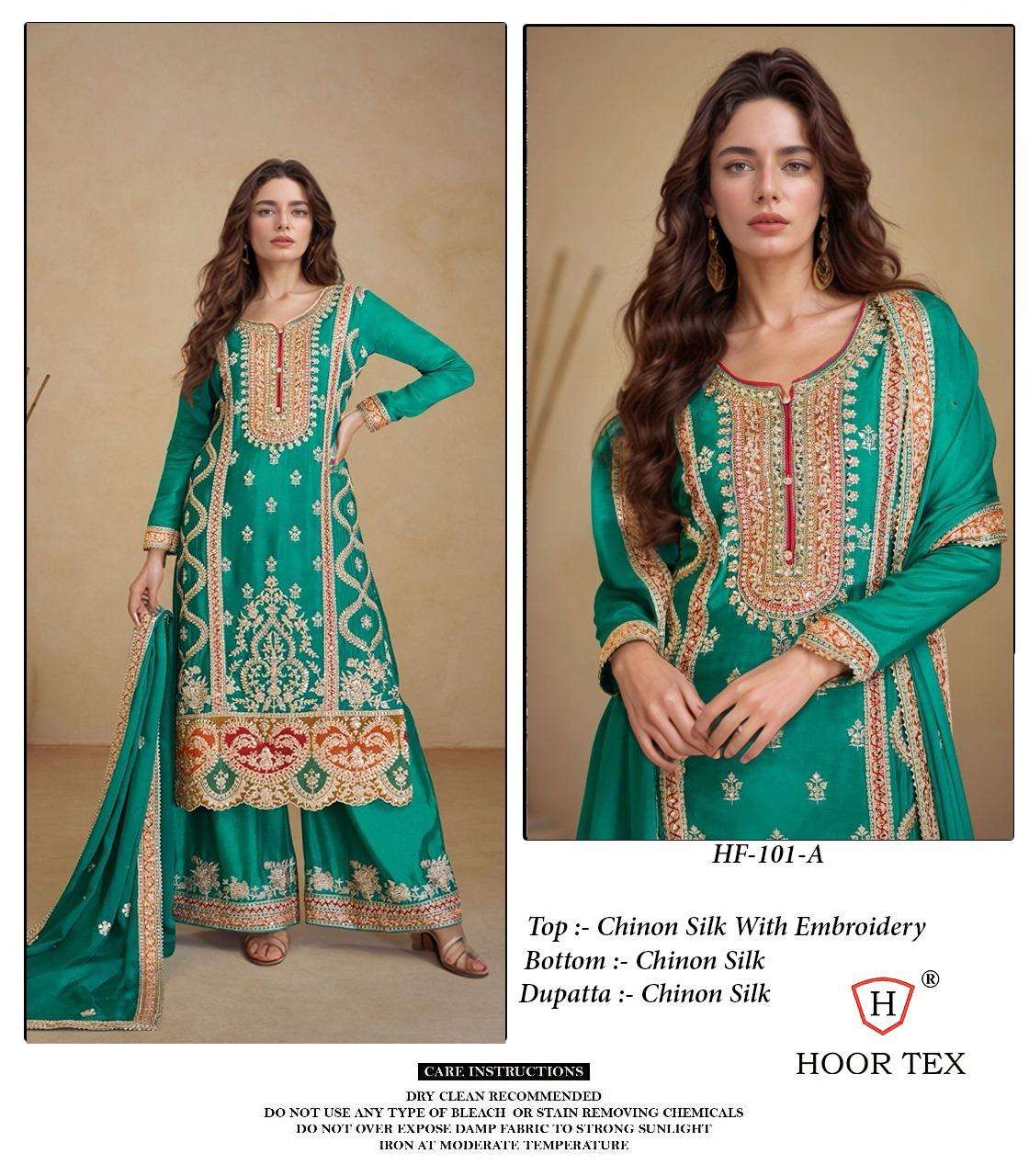 HF-101 COLOURS BY HOOR TEX HEAVY DESIGNER CHINON SILK STITCHED DRESSES