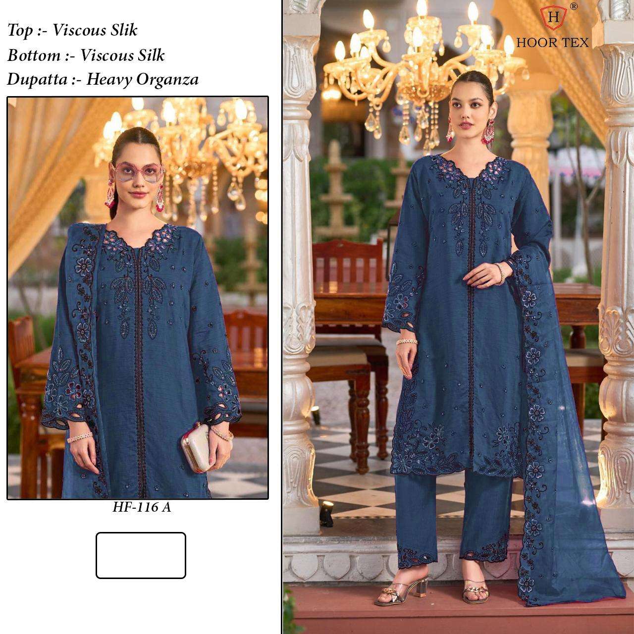 HF-116 COLOURS BY HOOR TEX DESIGNER VISCOSE SILK STITCHED DRESSES