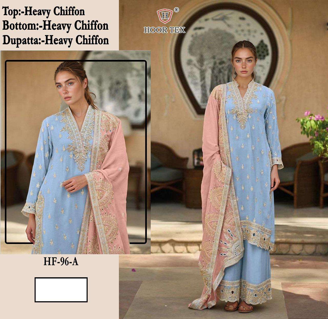 HF-96 COLOURS BY HOOR TEX HEAVY CHIFFON STITCHED PAKISTANI DRESSES