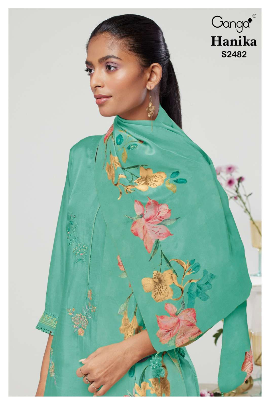 HANIKA 2482 BY GANGA FASHIONS 2482-A TO 2482-C SERIES BEMBERG SILK DRESSES