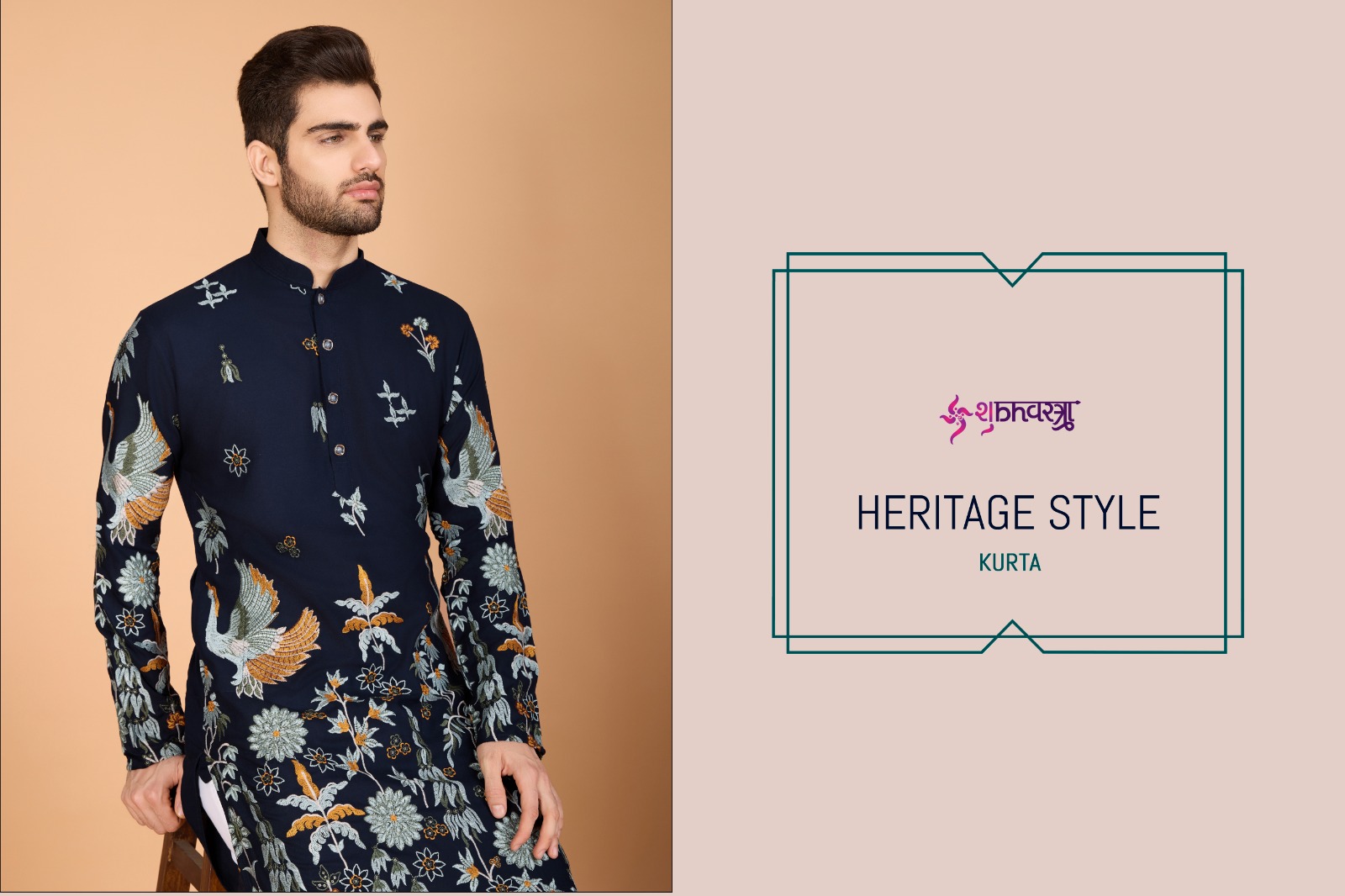 HERITAGE STYLE BY SHUBHVASTRA 61121 TO 61126 SERIES VISCOSE RAYON MENS KURTA