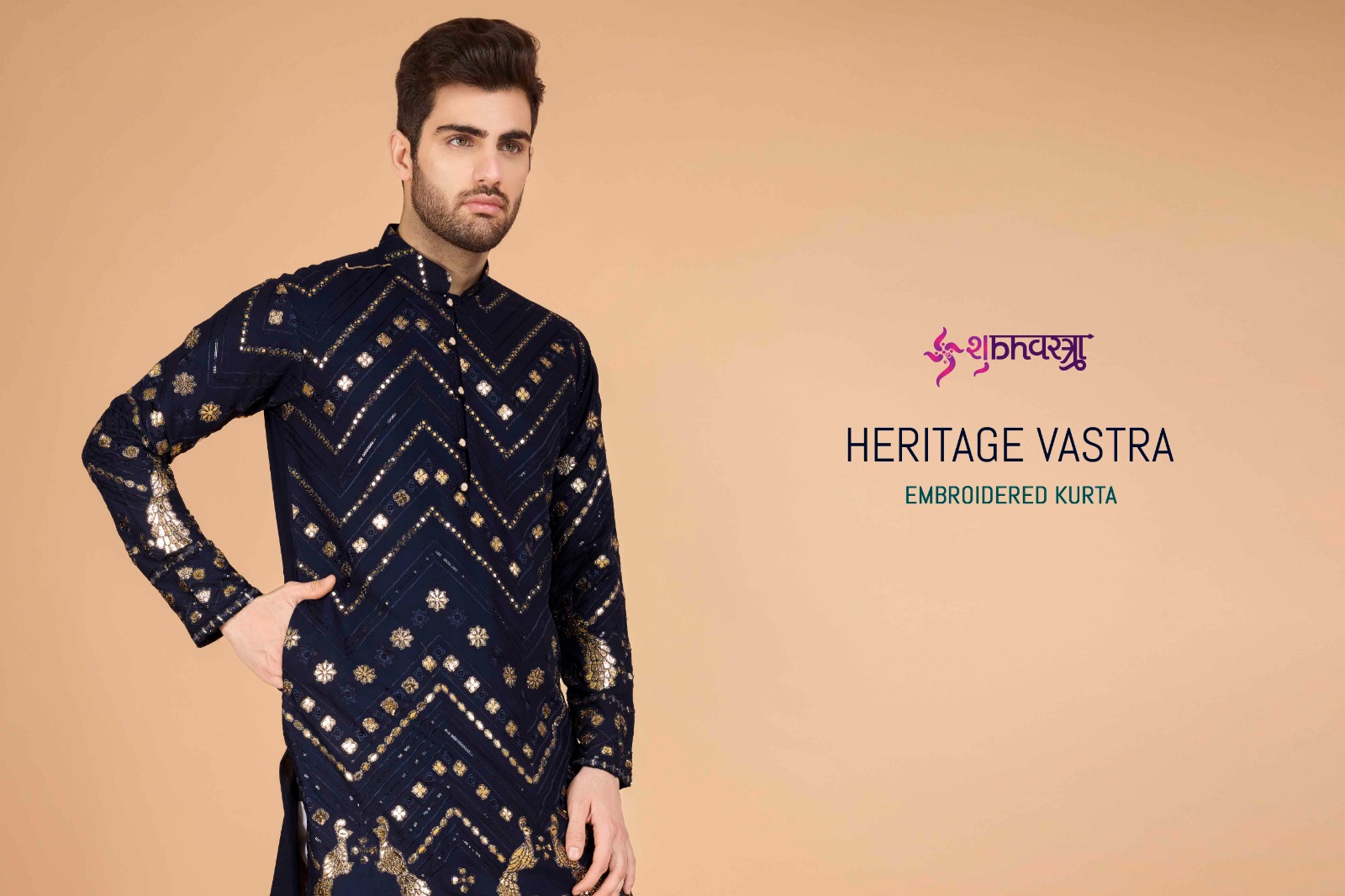 HERITAGE VASTRA BY SHUBHVASTRA 61071 TO 61076 SERIES VISCOSE RAYON MENS KURTA