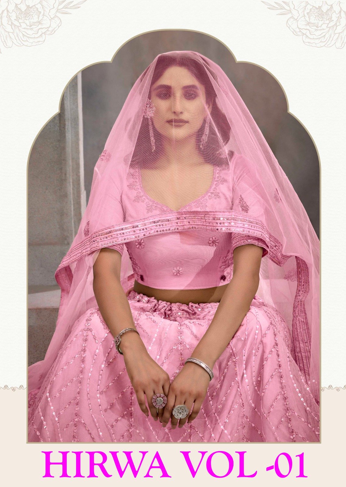 HIRWA VOL-1 BY MD LIFESTYLE 3001 TO 3004 SERIES BUTTERFLY NET LEHENGAS