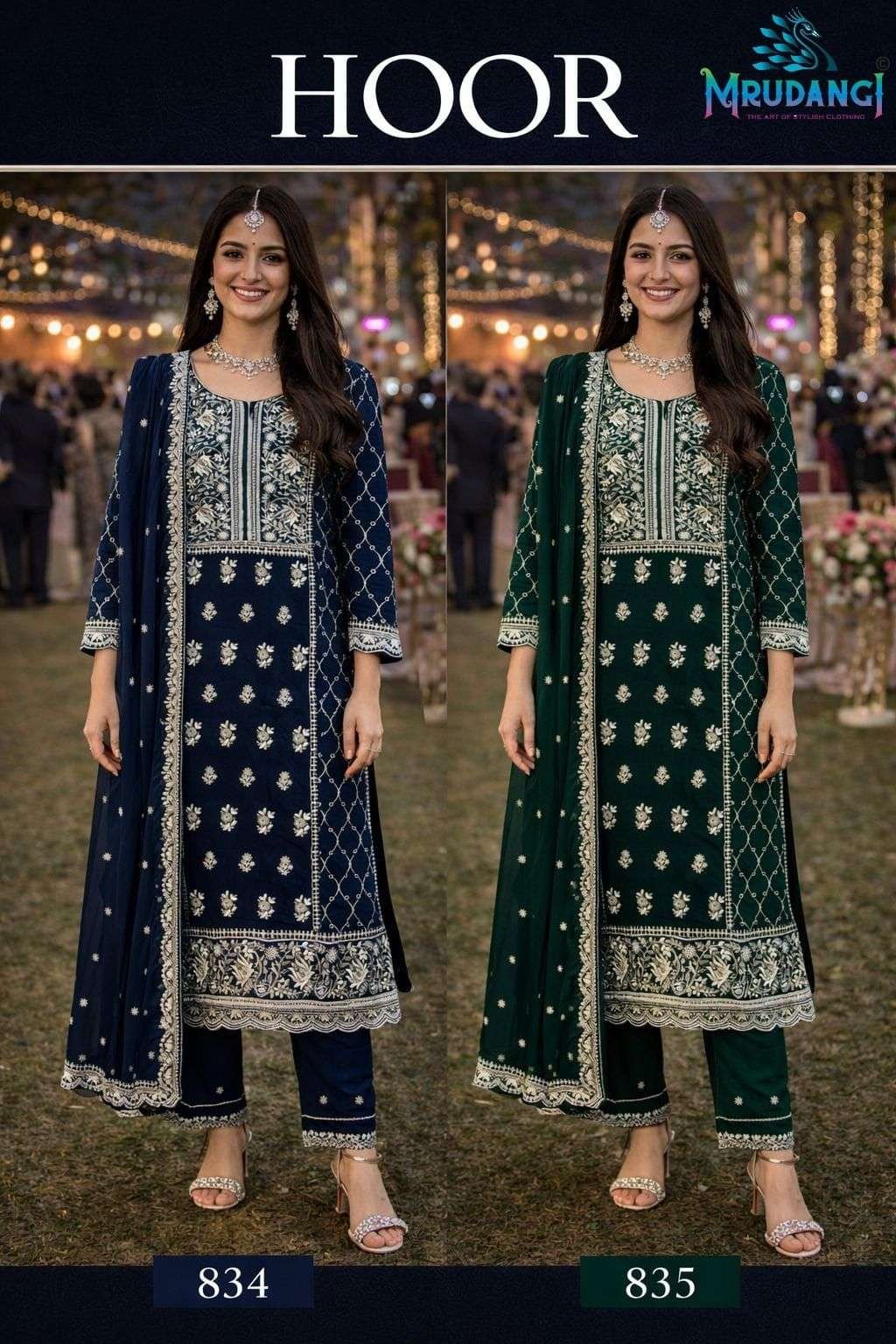 HOOR BY MRUDANGI 834 TO 835 SERIES REAL GEORGETTE STITCHED DRESSES