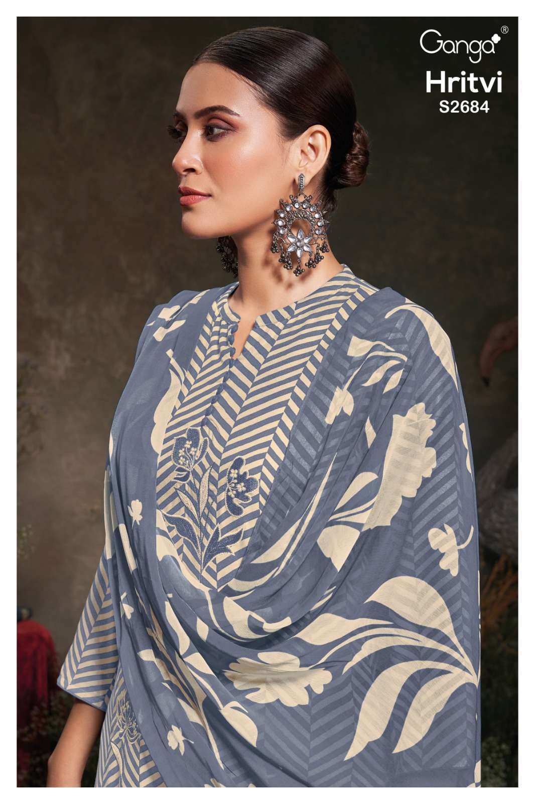 HRITVI 2684 BY GANGA FASHIONS 2684-A TO 2684-D SERIES COTTON DRESSES