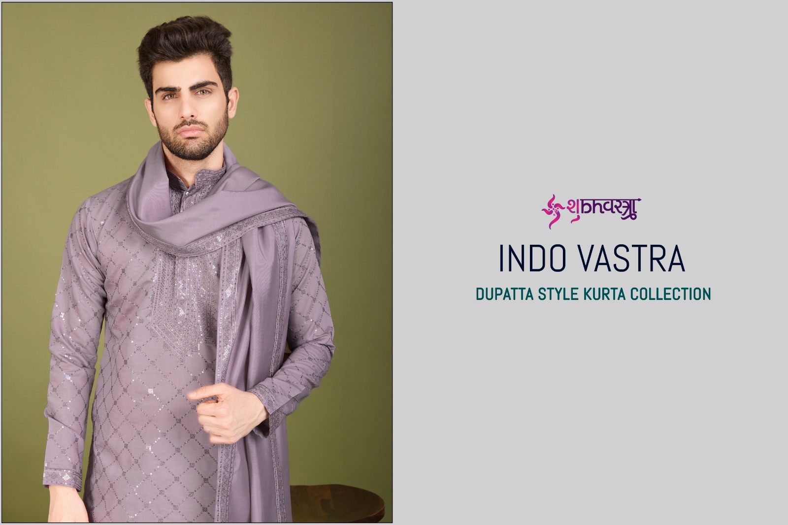 INDO VASTRA BY SHUBHVASTRA 61161 TO 61164 SERIES VISCOSE SILK MENS KURTA WITH DUPATTA