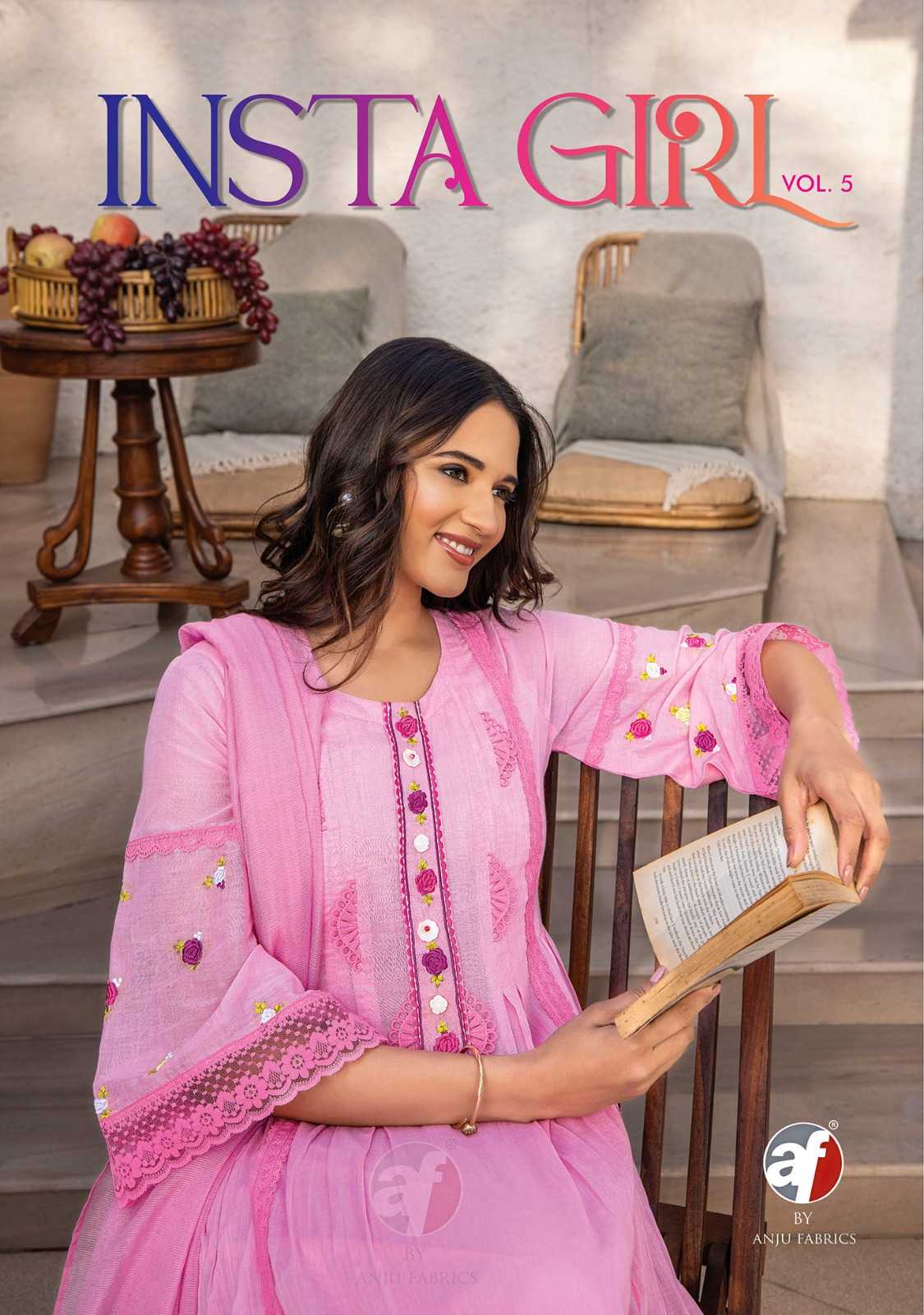 INSTA GIRL VOL-5 BY ANJU FABRICS 3541 TO 3545 SERIES MAL COTTON STITCHED DRESSES