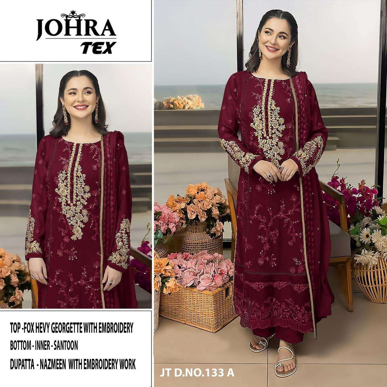 JT-133 COLOURS BY JOHRA TEX HEAVY FAUX GEORGETTE PAKISTANI DRESSES