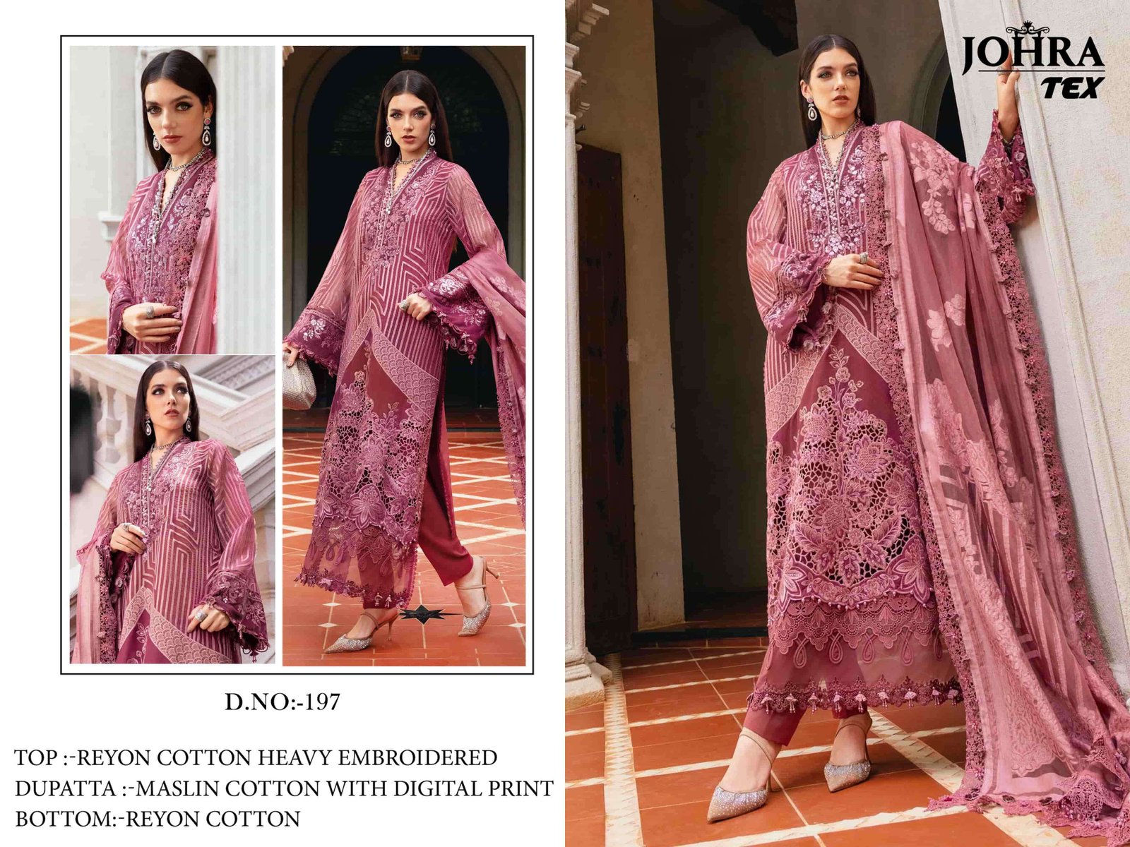JT-197 BY JOHRA TEX FANCY DESIGNER HEAVY RAYON COTTON PAKISTANI DRESS
