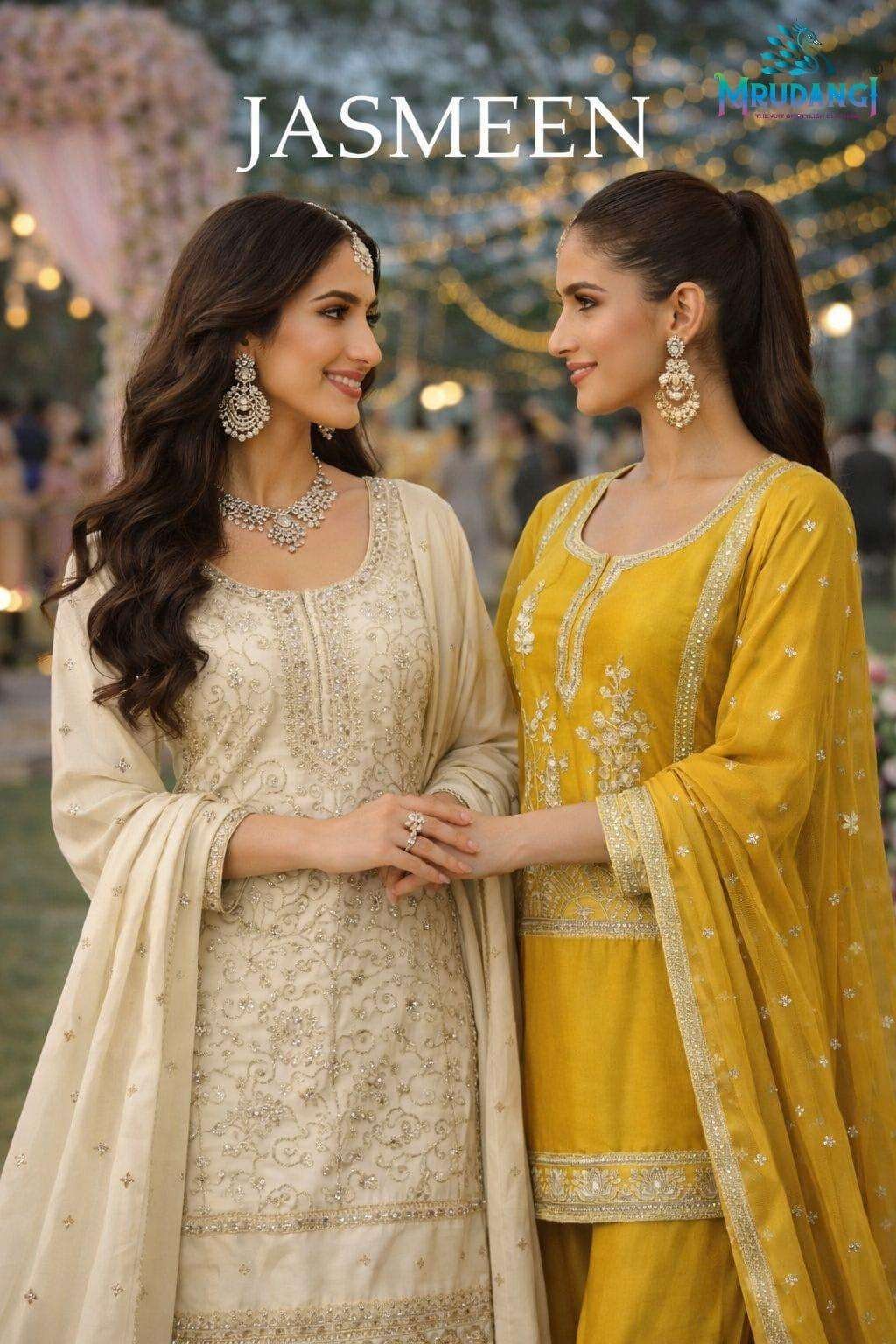 JASMEEN BY MRUDANGI 851 TO 852 SERIES PREMIUM SILK STITCHED DRESSES