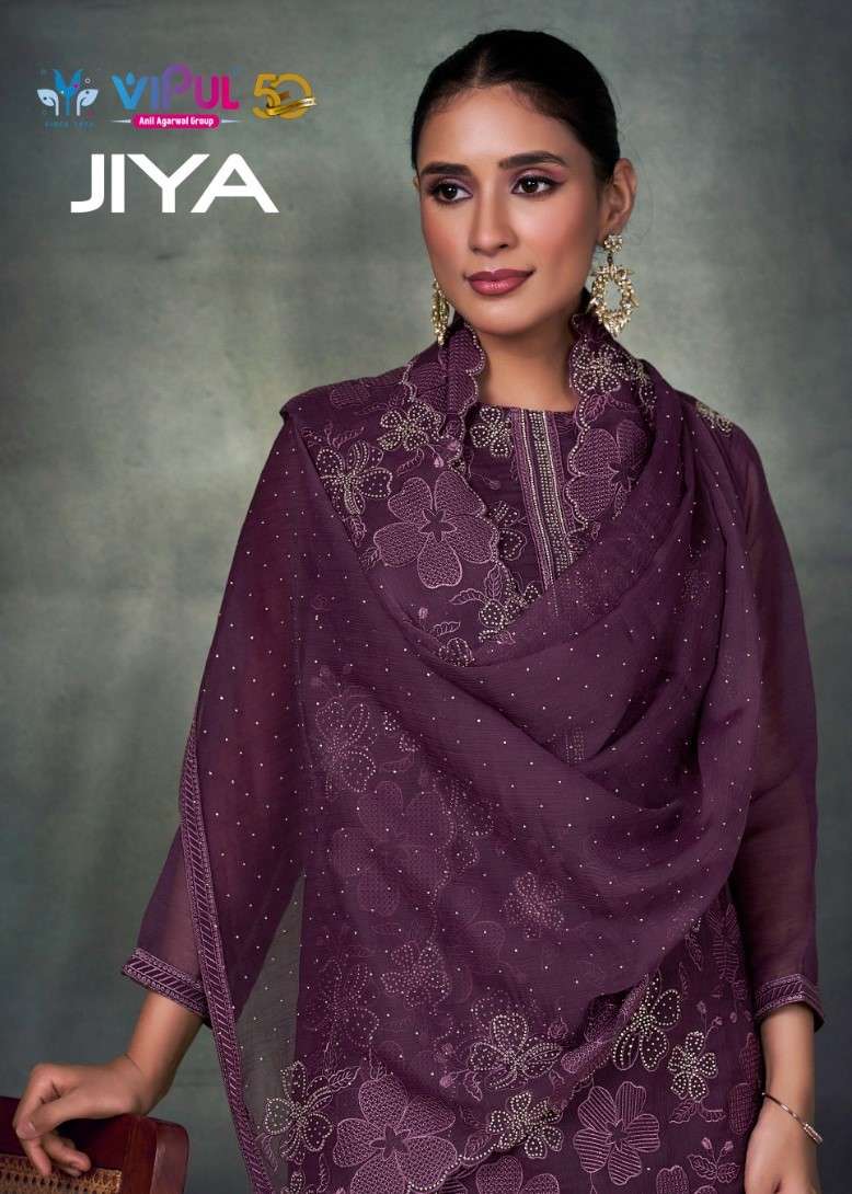 JIYA BY VIPUL 6251 TO 6256 SERIES DESIGNER CRINKLE CHIFFON DRESSES