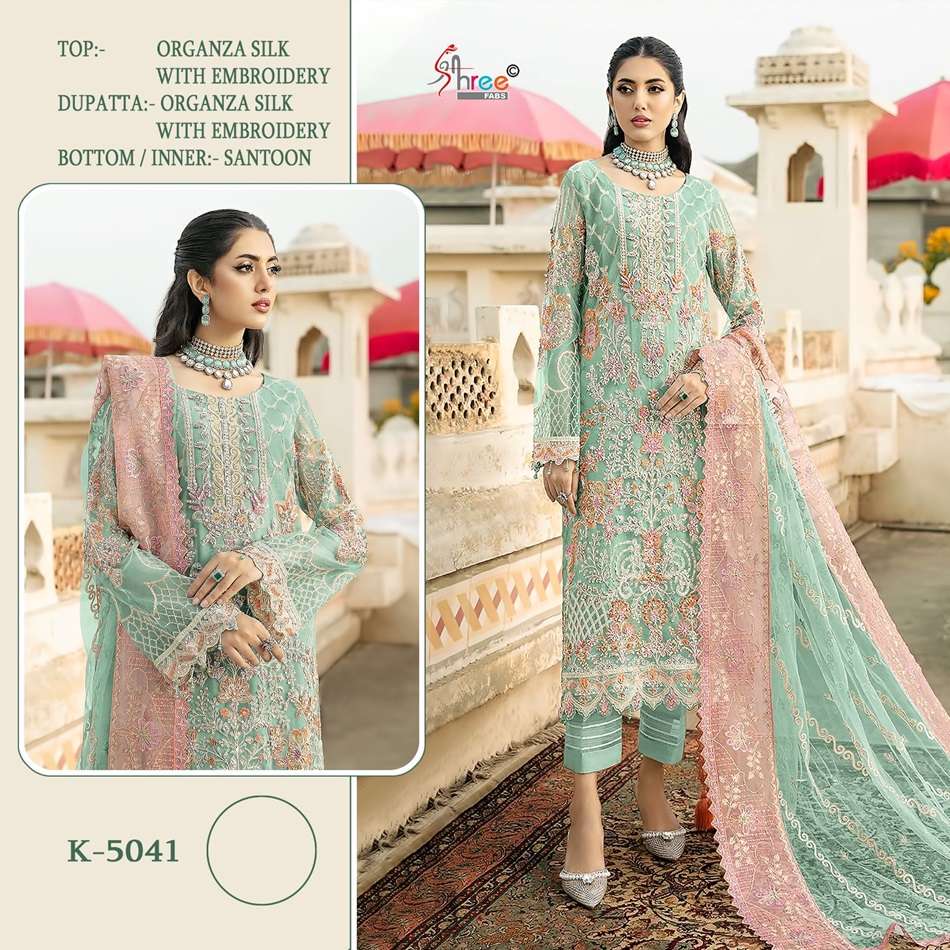 K-5041 HIT DESIGN BY SHREE FABS ORGANZA SILK EMBROIDERED PAKISTANI DRESS