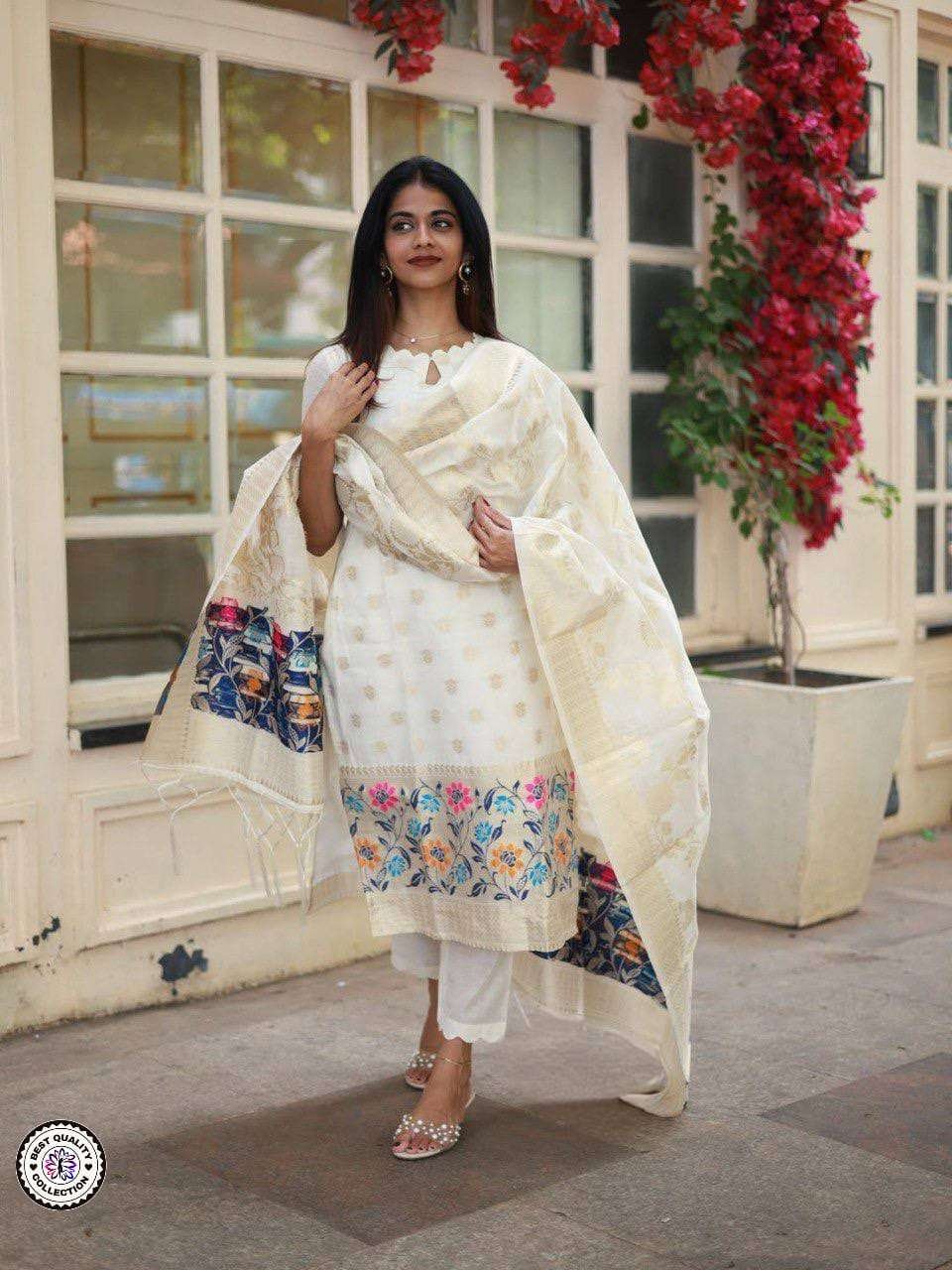 KF-4095 BY SUSWANI FANCY DESIGNER VISCOSE JACQUARD STITCHED DRESS