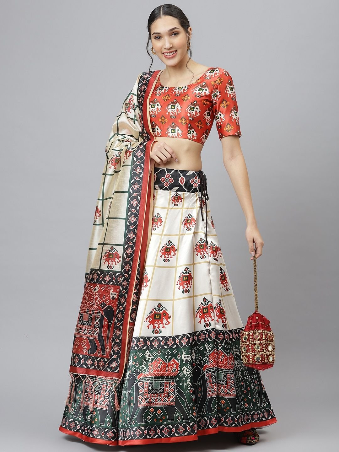 KF-7000 SERIES BY SUSWANI FANCY TUSSAR SILK PRINTED NAVRATRI LEHENGAS