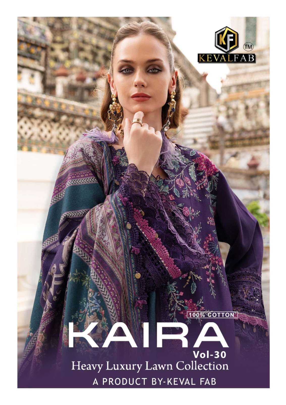 KAIRA VOL-30 BY KEVAL FAB 30001 TO 30006 SERIES COTTON PAKISTANI DRESSES