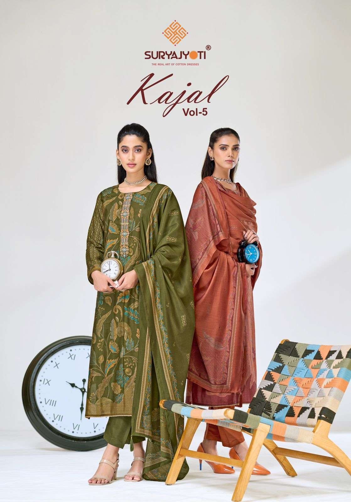 KAJAL VOL-5 BY SURYAJYOTI 5001 TO 5006 SERIES MODAL PRINT DRESSES