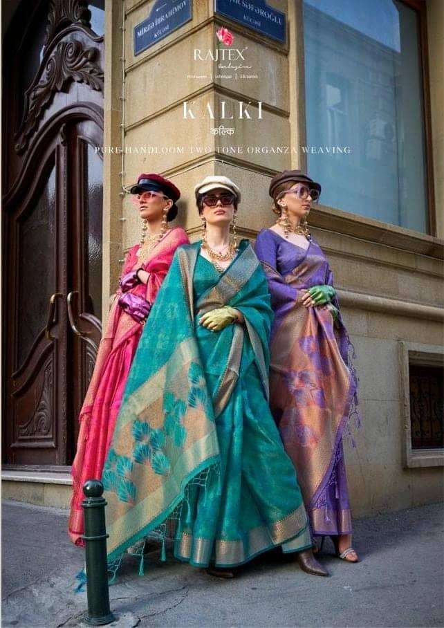 KALKI BY RAJTEX 384001 TO 384005 SERIES TWO TONE ORGANZA WEAVING SAREES