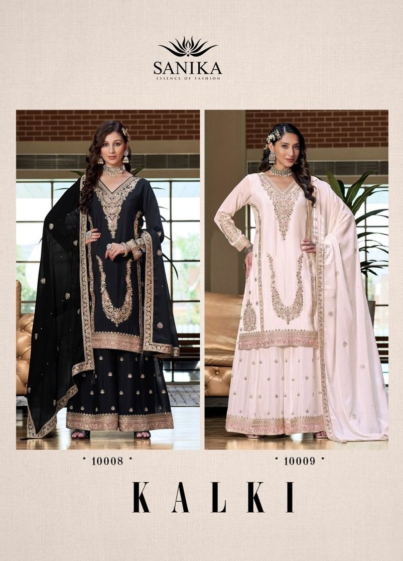 KALKI BY SANIKA 10008 TO 10009 SERIES CHINON S?LK STITCHED DRESSES