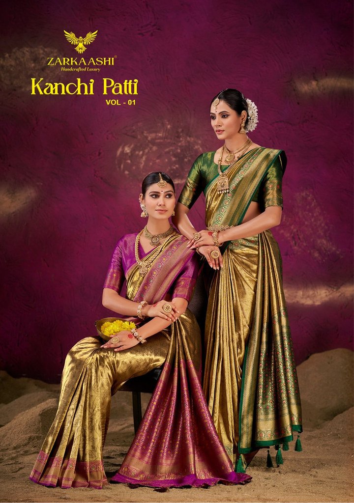 KANCHI PATTI VOL-3 BY ZARKAASHI 154-B-A TO 154-B-F SERIES SILK SAREES