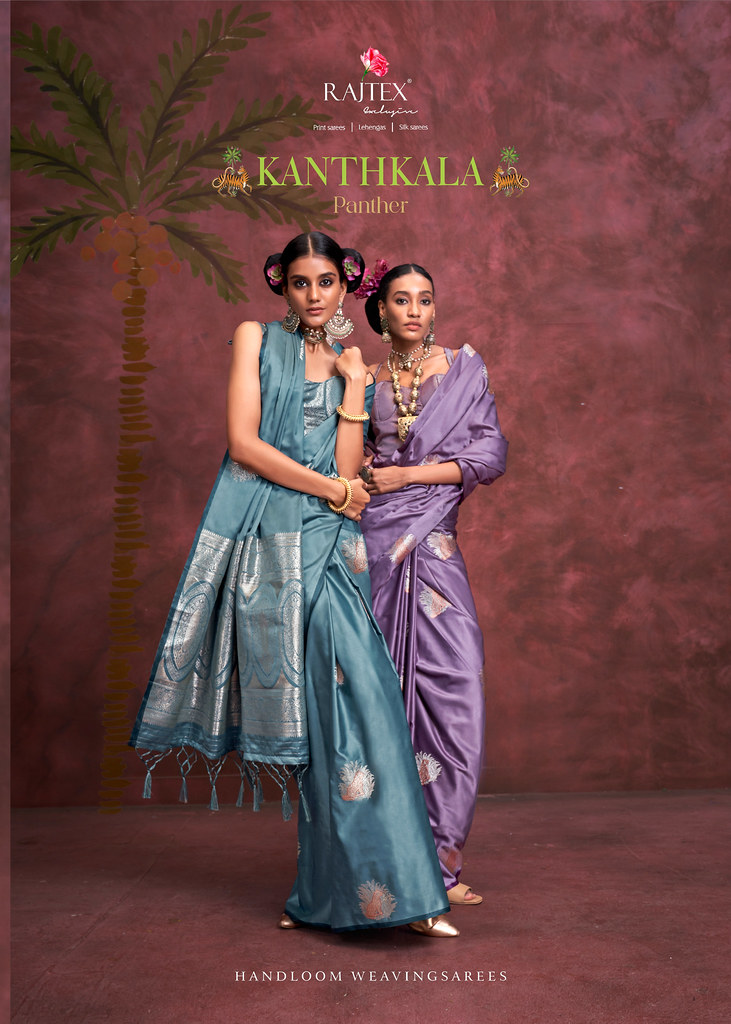 KANTHKALA PANTHER BY RAJTEX 408001 TO 408004 SERIES SATIN SILK SAREES