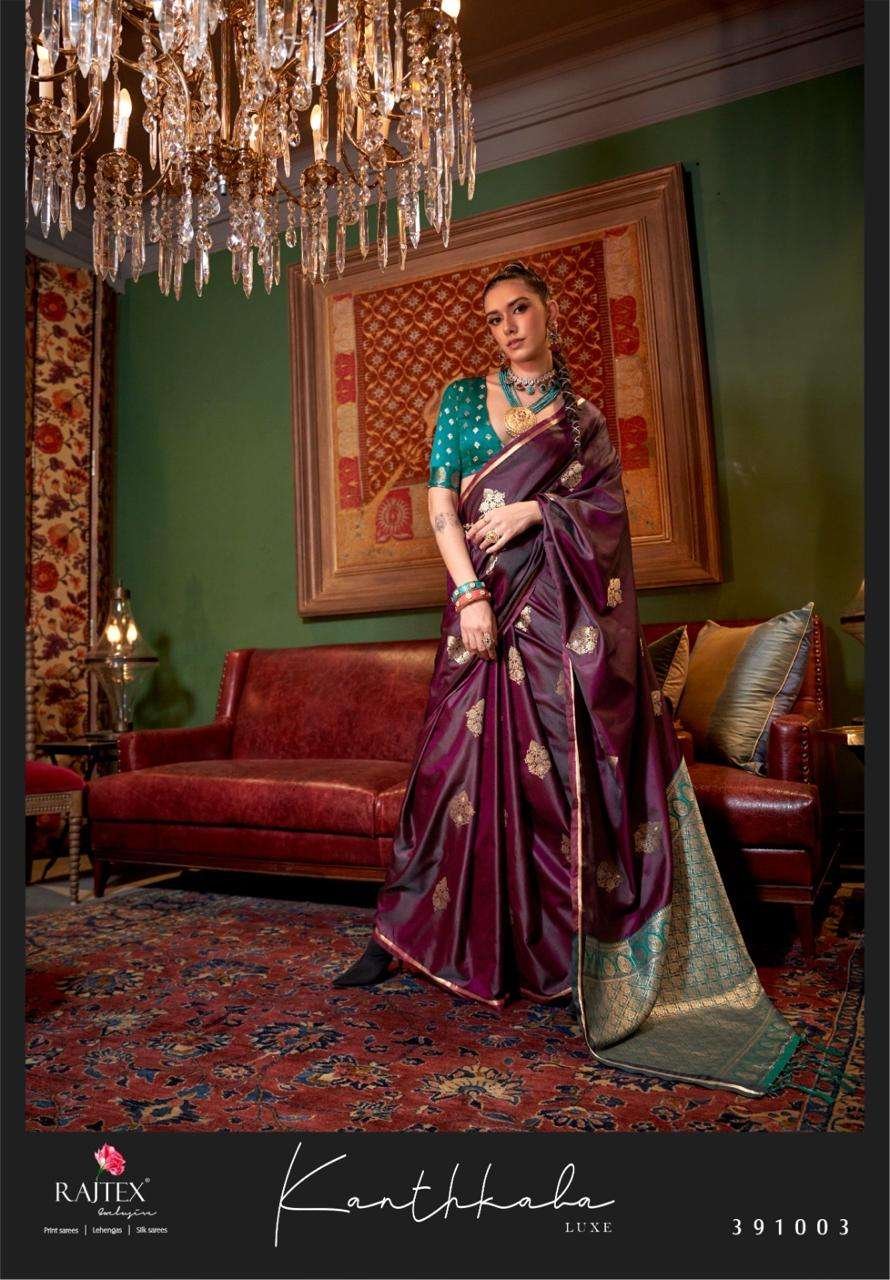 KANTHKALA LUXE BY RAJTEX 391001 TO 391006 SERIES PURE SATIN SILK SAREES