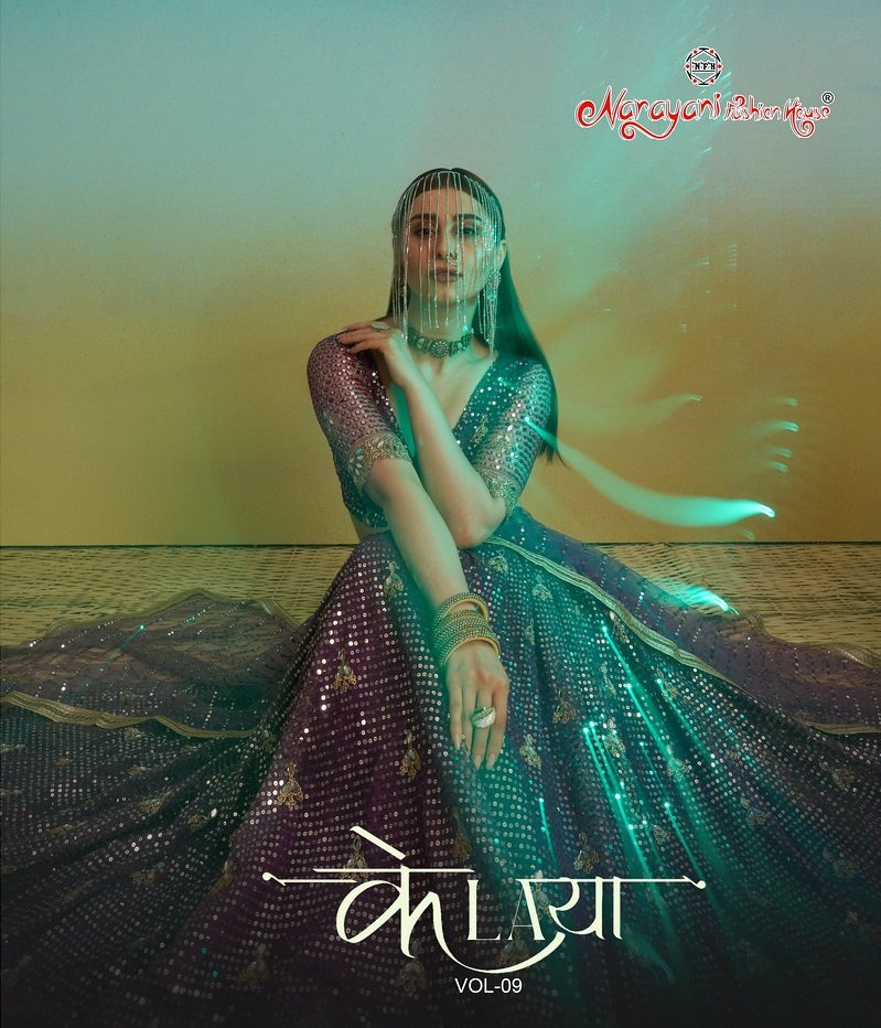 KELAYA VOL-9 BY NARAYANI FASHION HOUSE 2142 TO 2146 SERIES BUTTERFLY NET LEHENGAS