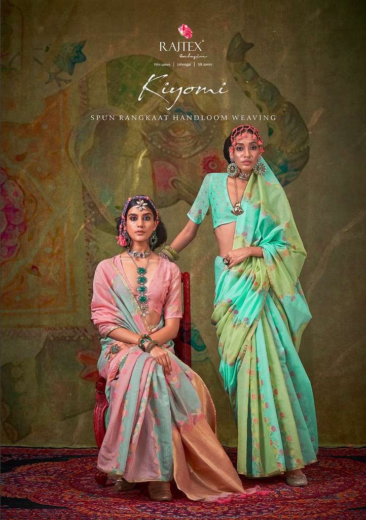 KIYOMI BY RAJTEX 401001 TO 401006 SERIES FANCY SPUN RANGKAAT SAREES