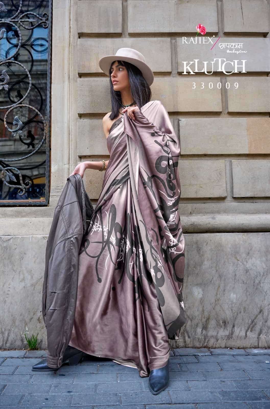 KLUTCH 330009 COLOURS BY RAJTEX 330009 TO 330009-D SERIES JAPAN SATIN SAREES