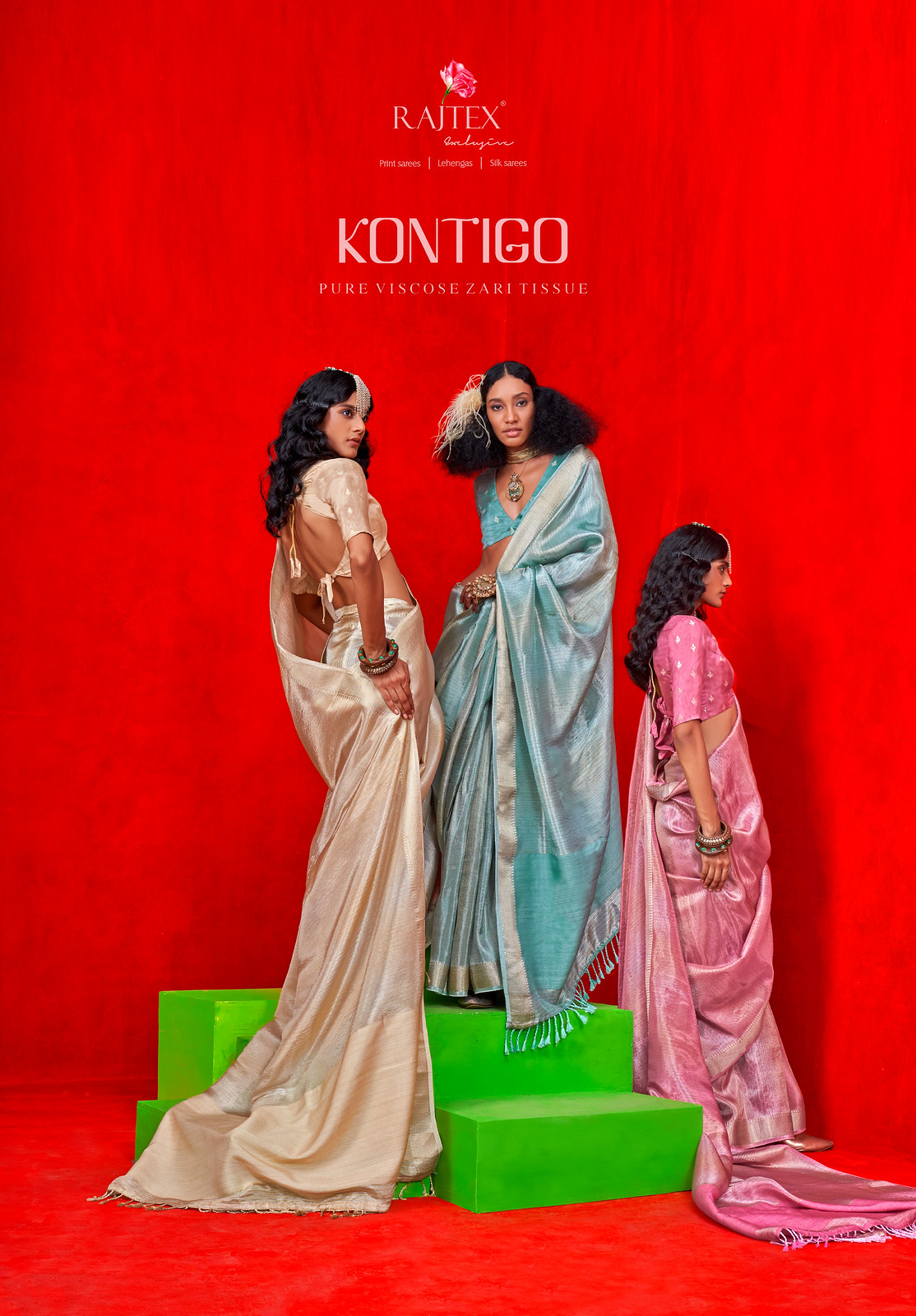 KONTIGO BY RAJTEX 404001 TO 404006 SERIES VISCOSE ZARI TISSUE SAREES