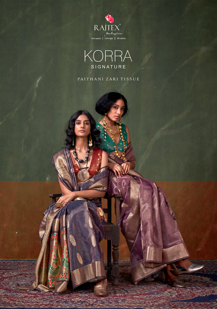 KORRA SIGNATURE BY RAJTEX 409001 TO 409006 SERIES ZARI TISSUE SAREES