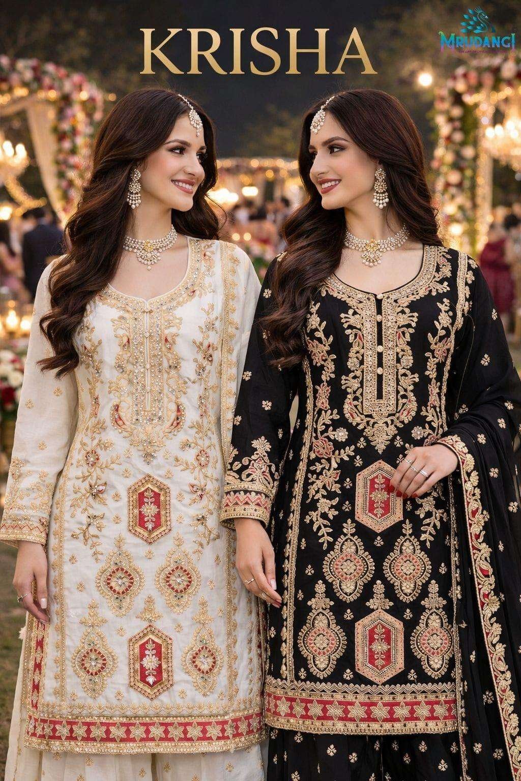 KRISHA BY MRUDANGI 907 TO 908 SERIES REAL CHINON STITCHED DRESSES