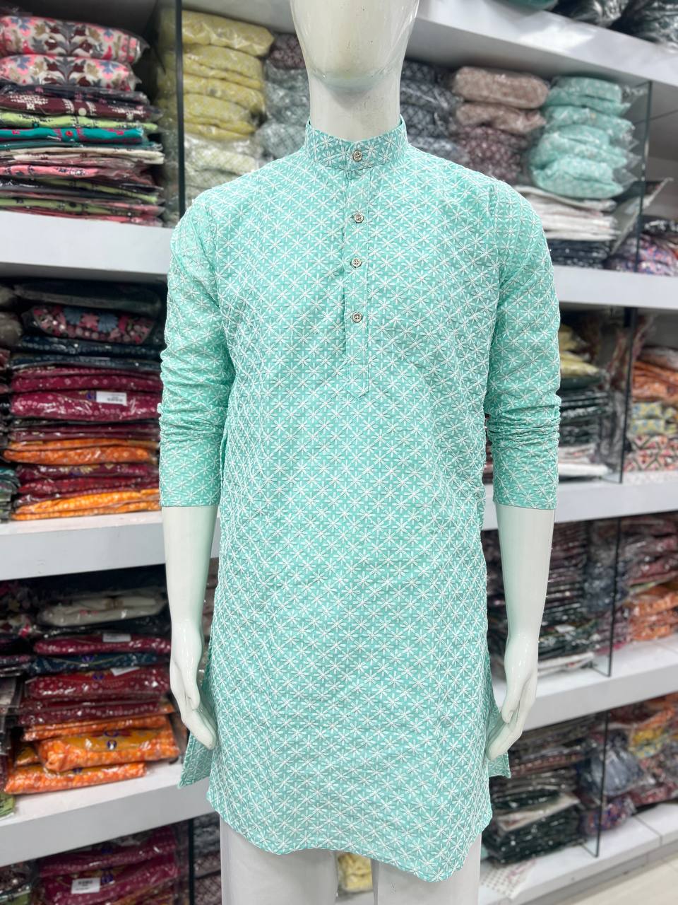 KURTA HOUSE VOL-5 BY SUSWANI MONO BANGLORI CHIKANKARI MENS KURTA AND PYJAMA