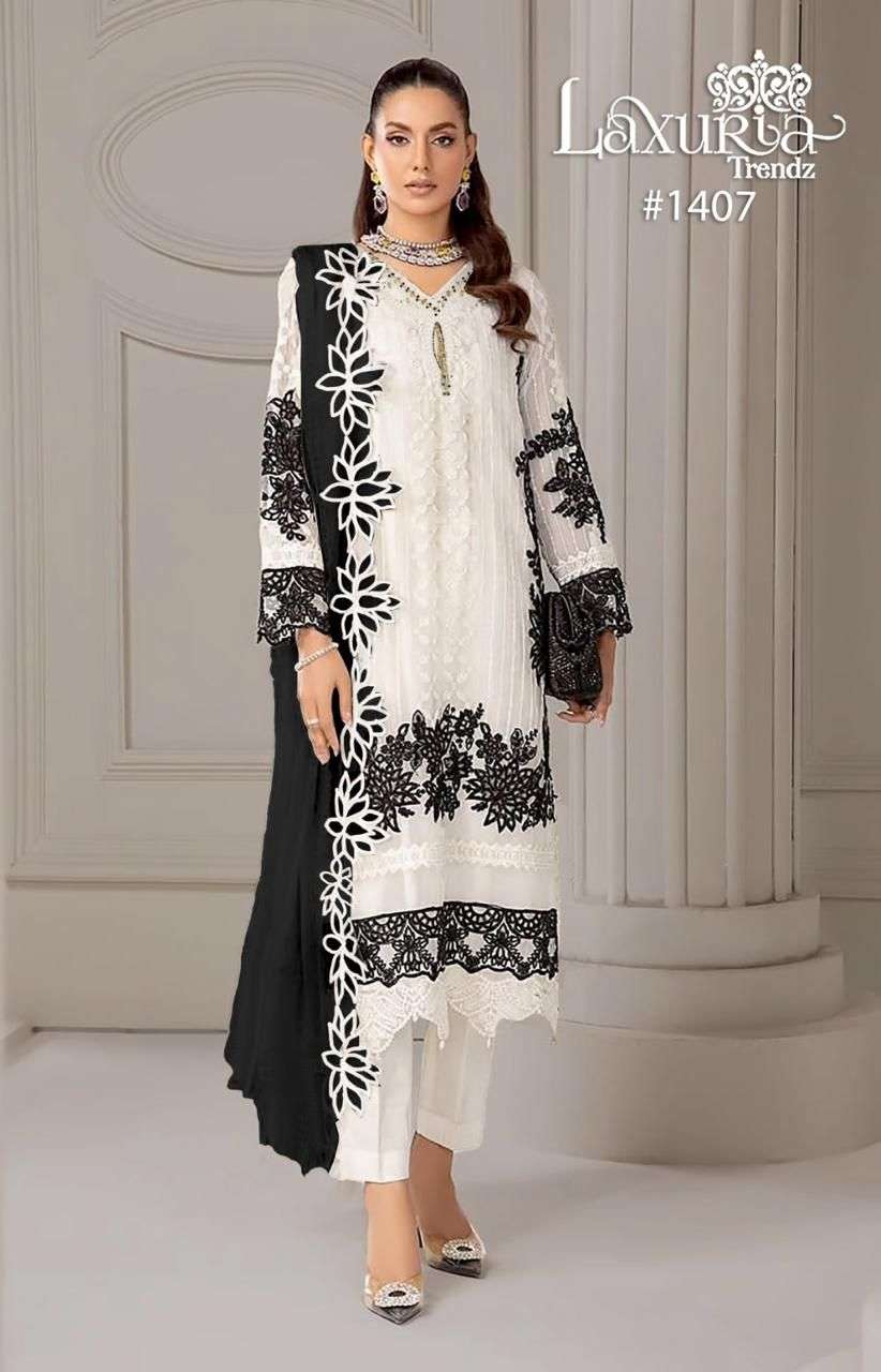 LAXURIA 1407 BY LAXURIA TRENDZ FAUX GEORGETTE STITCHED PAKISTANI DRESS
