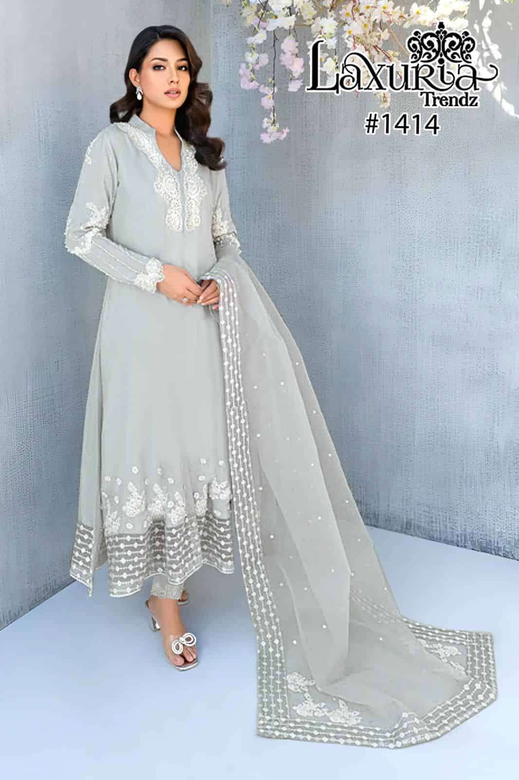 LAXURIA 1414 BY LAXURIA TRENDZ FAUX GEORGETTE STITCHED PAKISTANI DRESS