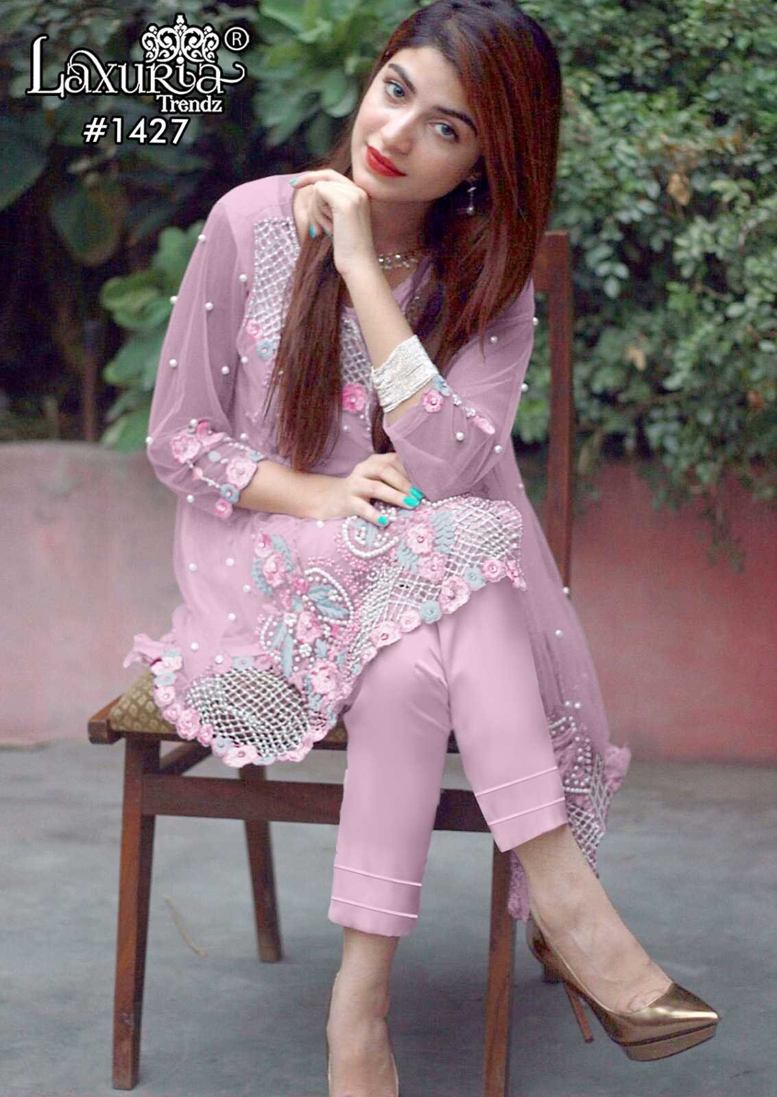 LAXURIA 1427 COLOURS BY LAXURIA TRENDZ FAUX GEORGETTE PAKISTANI KURTIS WITH PANT