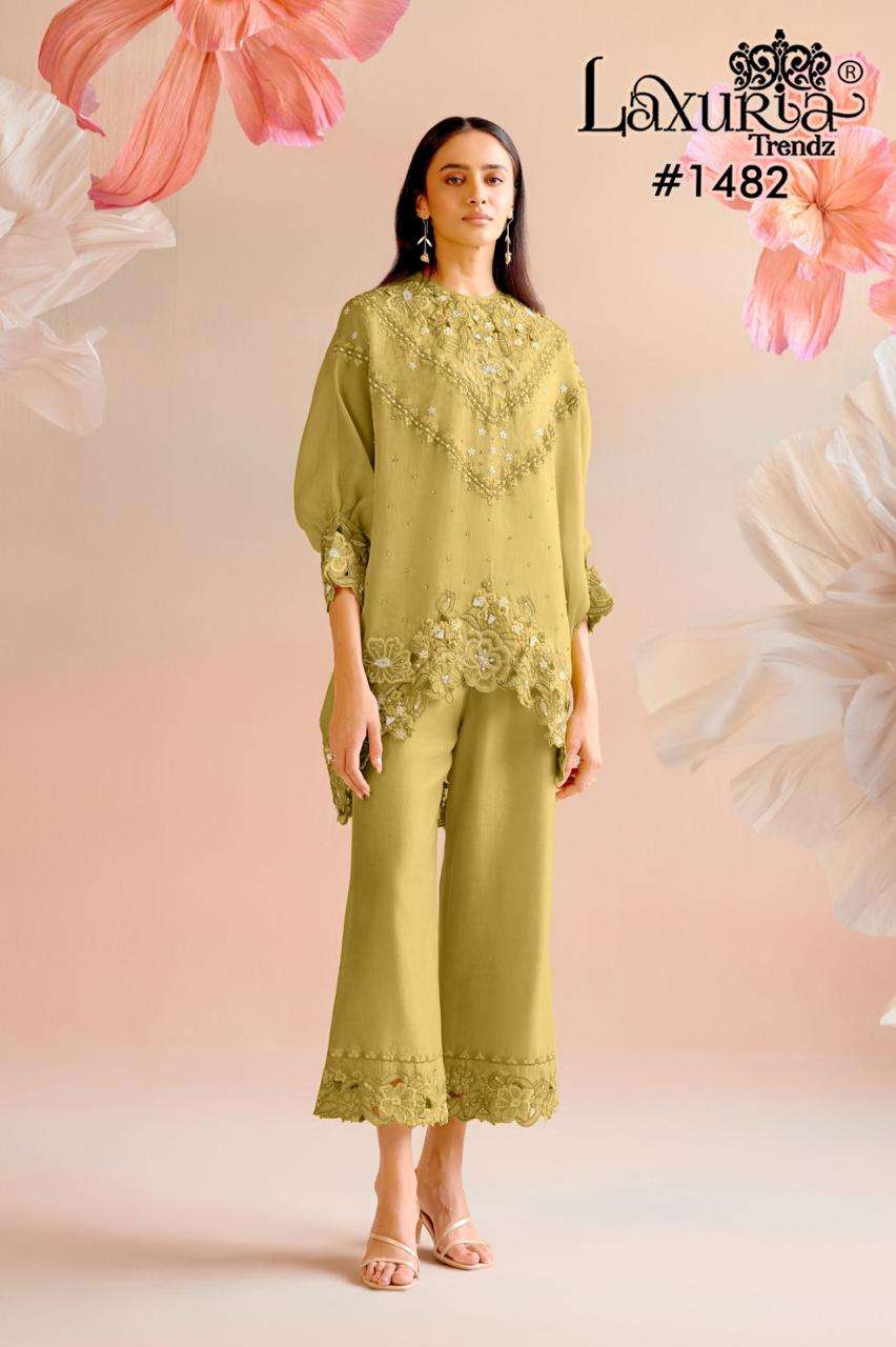LAXURIA 1482 COLOURS BY LAXURIA TRENDZ FRENCH FABRIC KURTIS WITH PANT