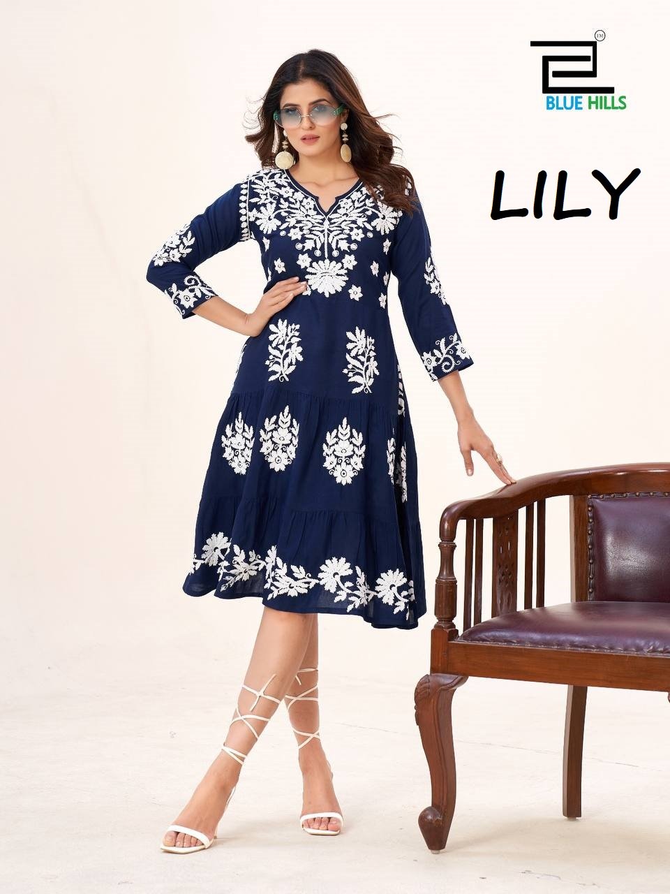 LILY BY BLUE HILLS FANCY DESIGNER HEAVY RAYON LUCKNOWI WORK KURTIS