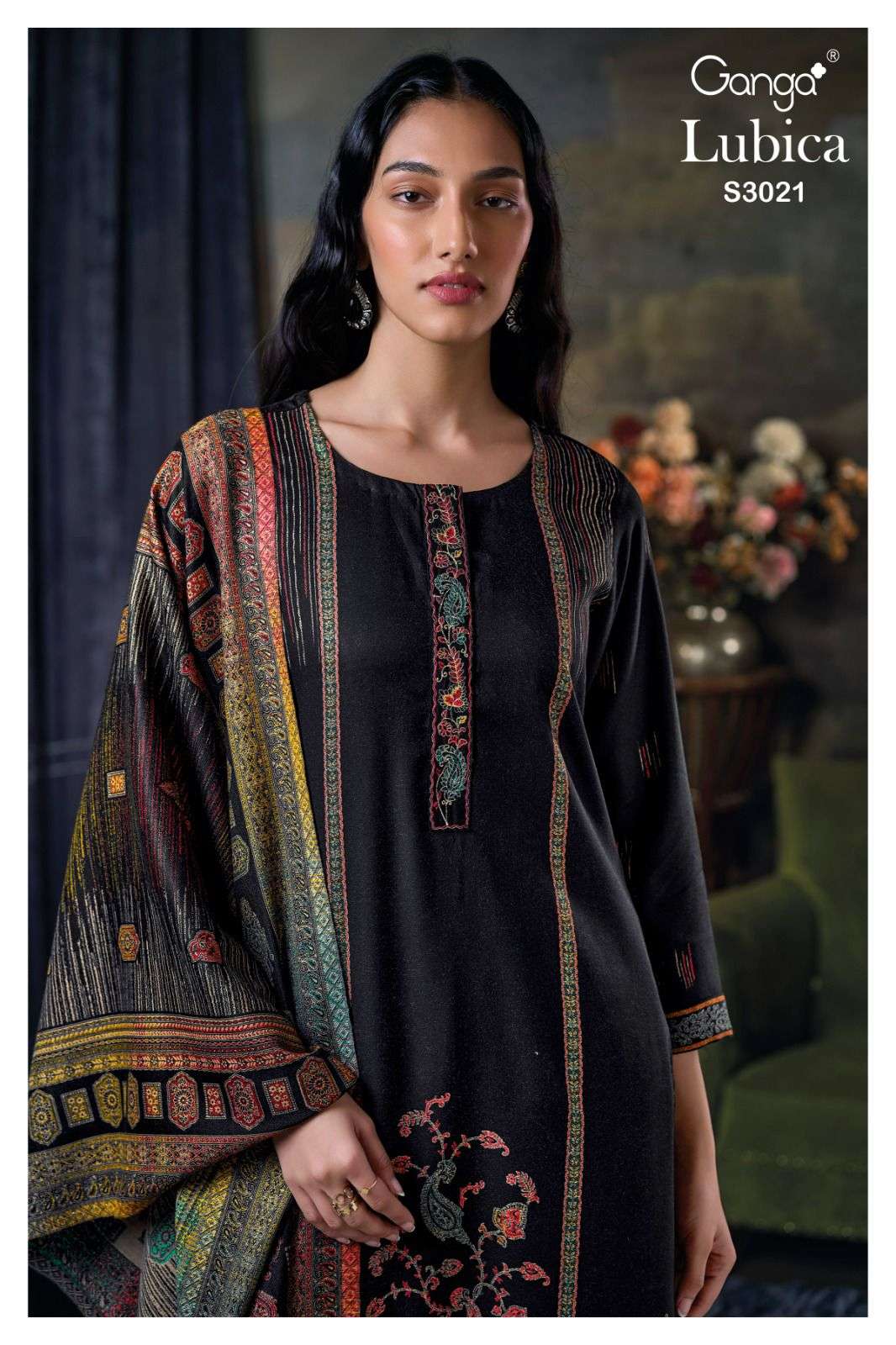 LUBICA 3021 BY GANGA FASHIONS PREMIUM PURE PASHMINA DOBBY DRESS