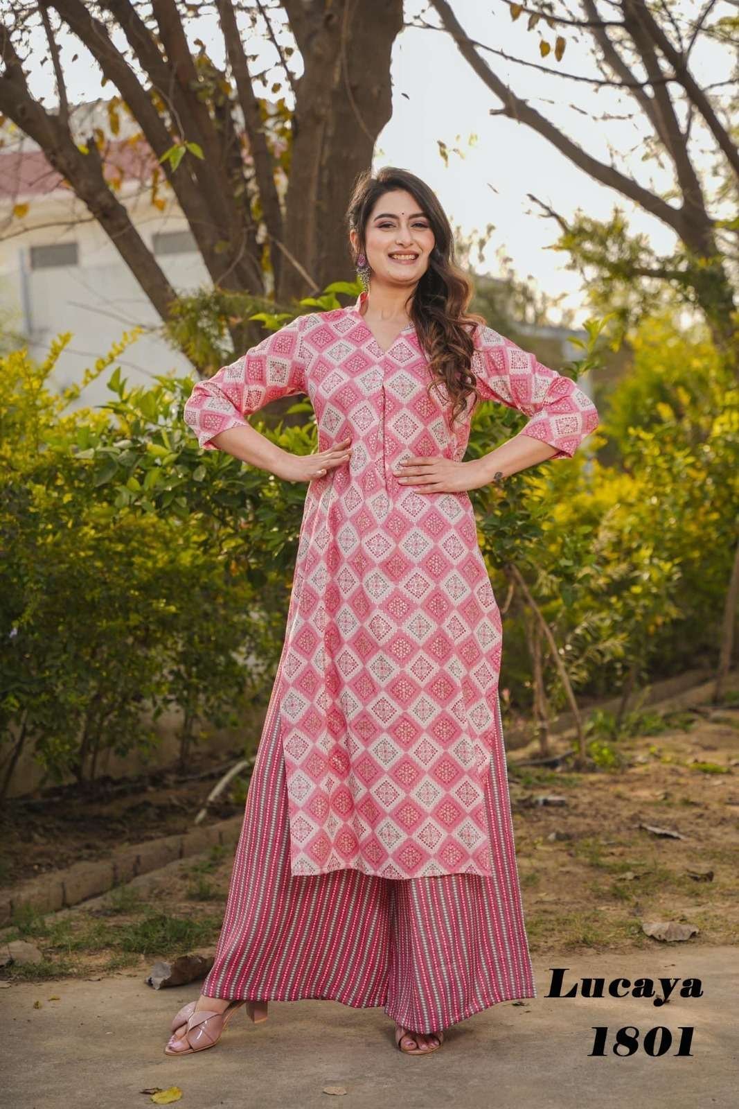 LUCAYA VOL-18 BY SUSWANI DESIGNER RAYON PRINTED KURTIS WITH PALAZZO