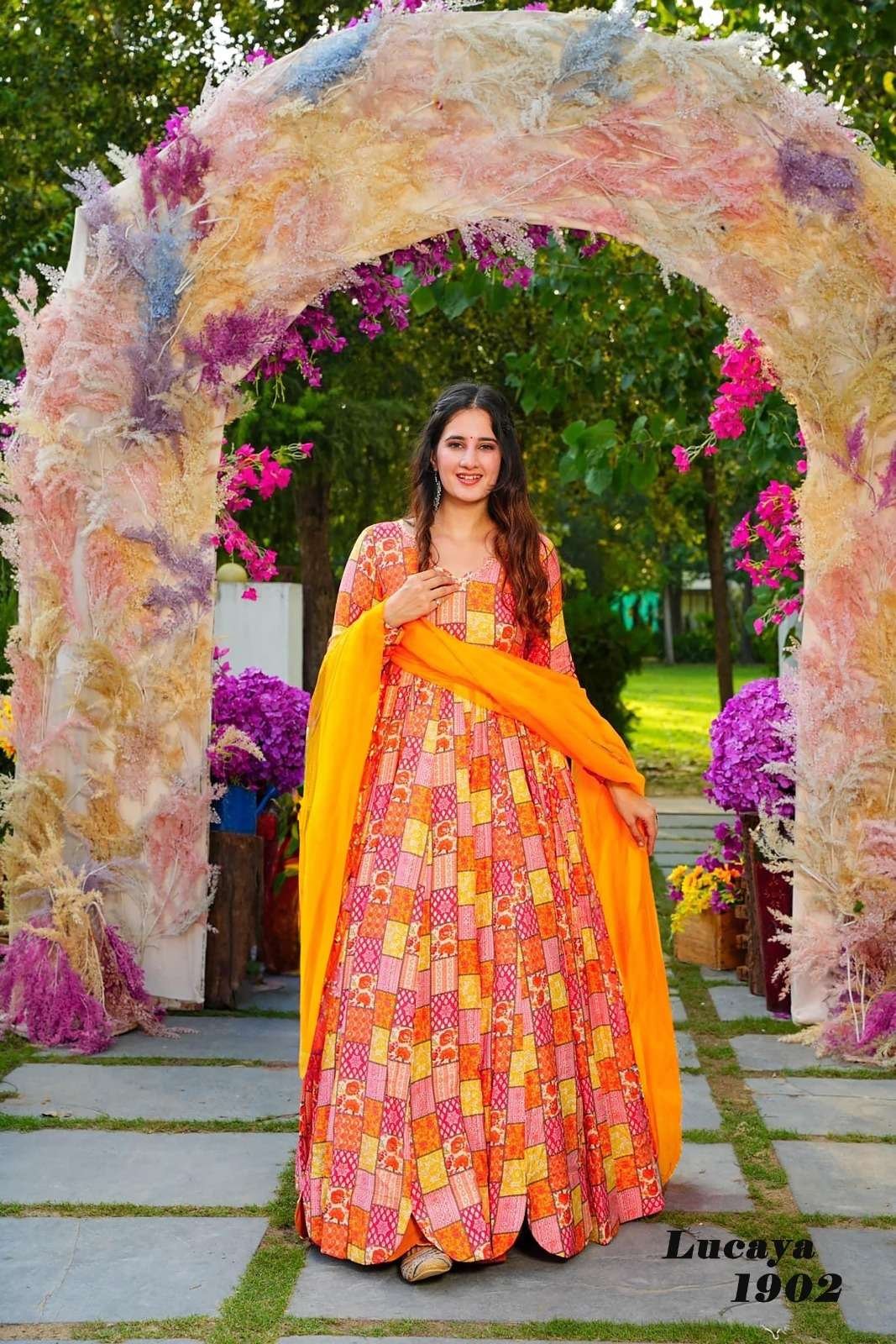 LUCAYA VOL-19 BY SUSWANI FANCY DESIGNER RAYON DIGITAL PRINTED GOWNS