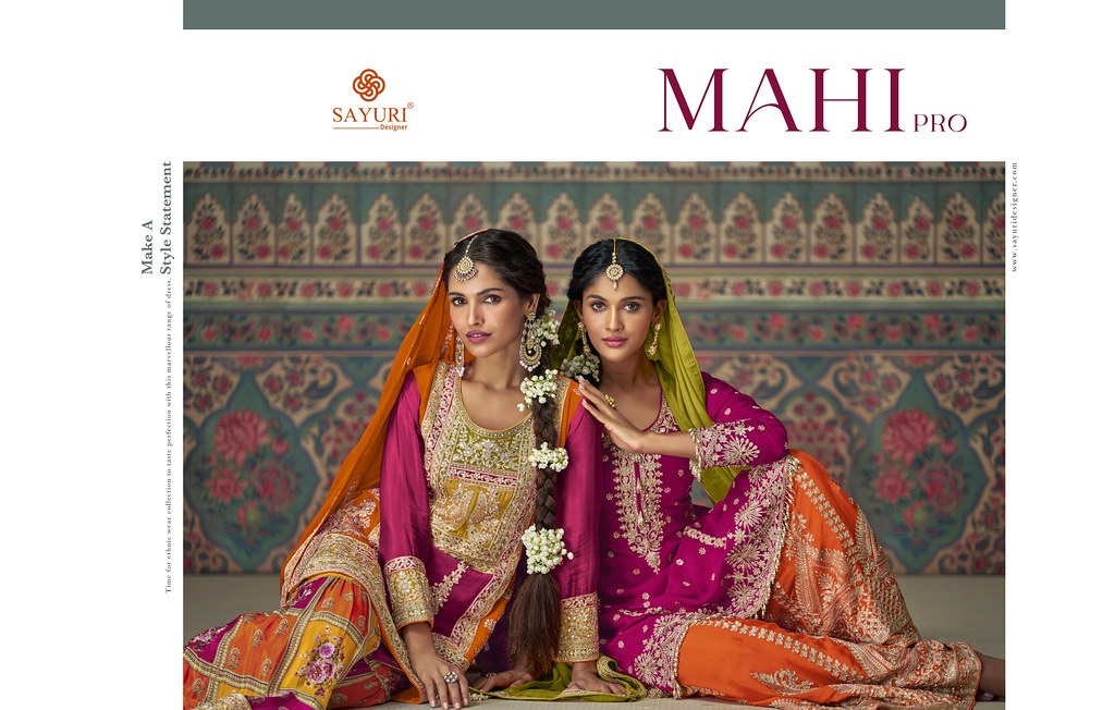 MAHI PRO BY SAYURI 5663 TO 5664-A SERIES CHINON SILK SHARARA DRESSES
