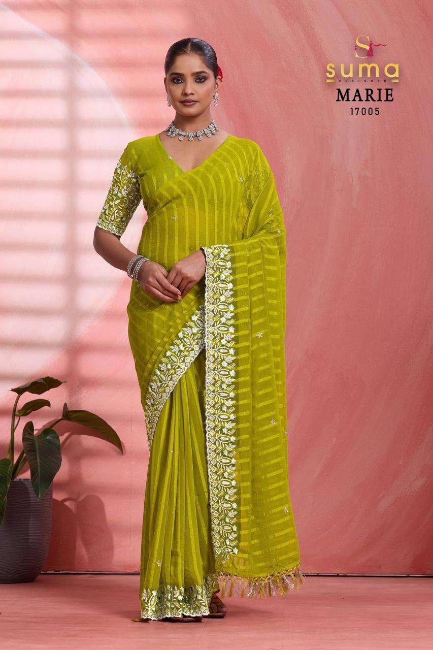MARIE BY SUMA 17001 TO 17006 SERIES DESIGNER SOLO CHIFFON SAREES