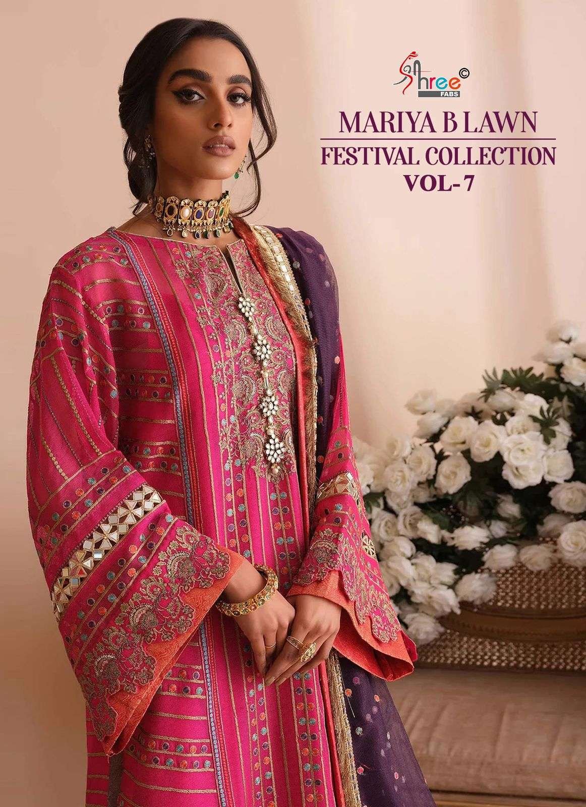 MARIYA B LAWN FESTIVAL COLLECTION VOL-7 BY SHREE FABS 3635 TO 3637 SERIES COTTON PAKISTANI DRESSES