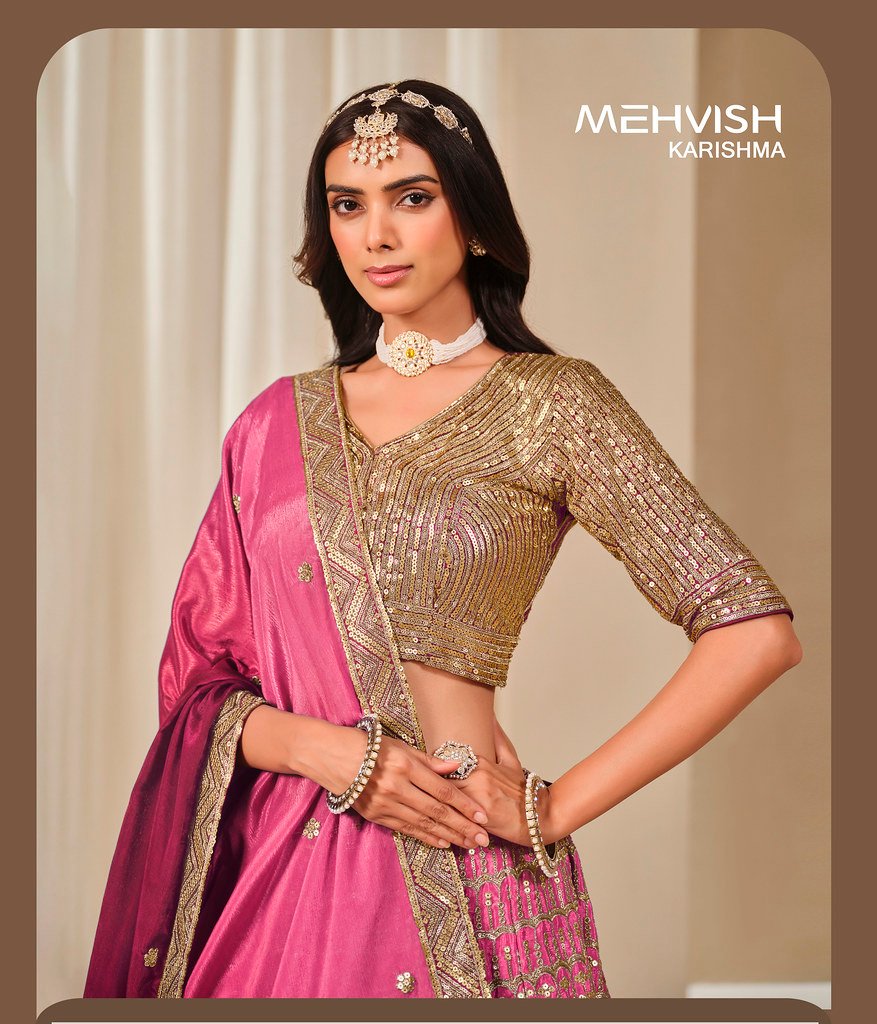 MEHVISH KARISHMA BY DANI CREATIONS 1081 TO 1084 SERIES CHINON SILK LEHENGAS