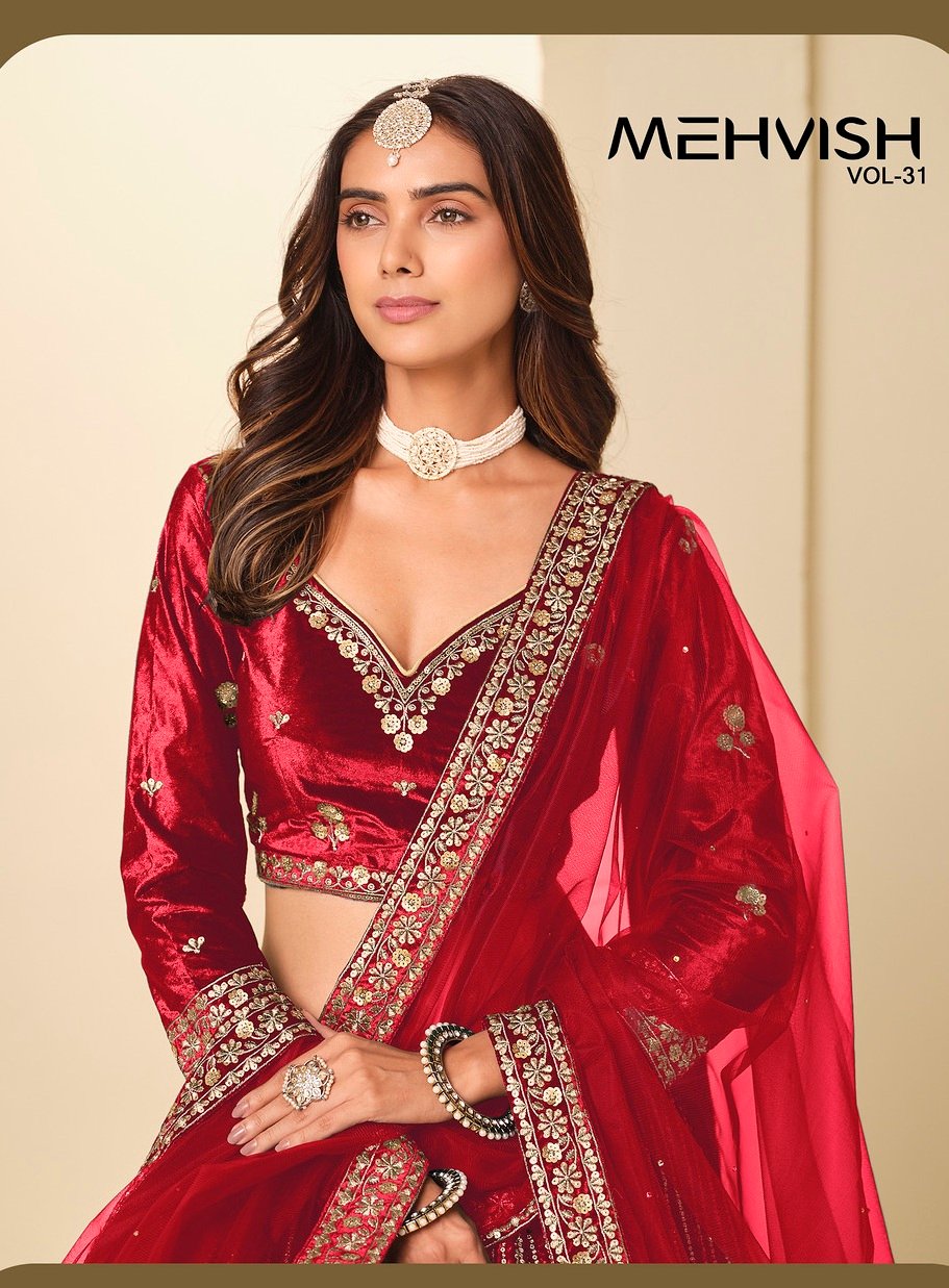 MEHVISH VOL-31 BY DANI CREATIONS 3011 TO 3014 SERIES ICE VELVET LEHENGAS
