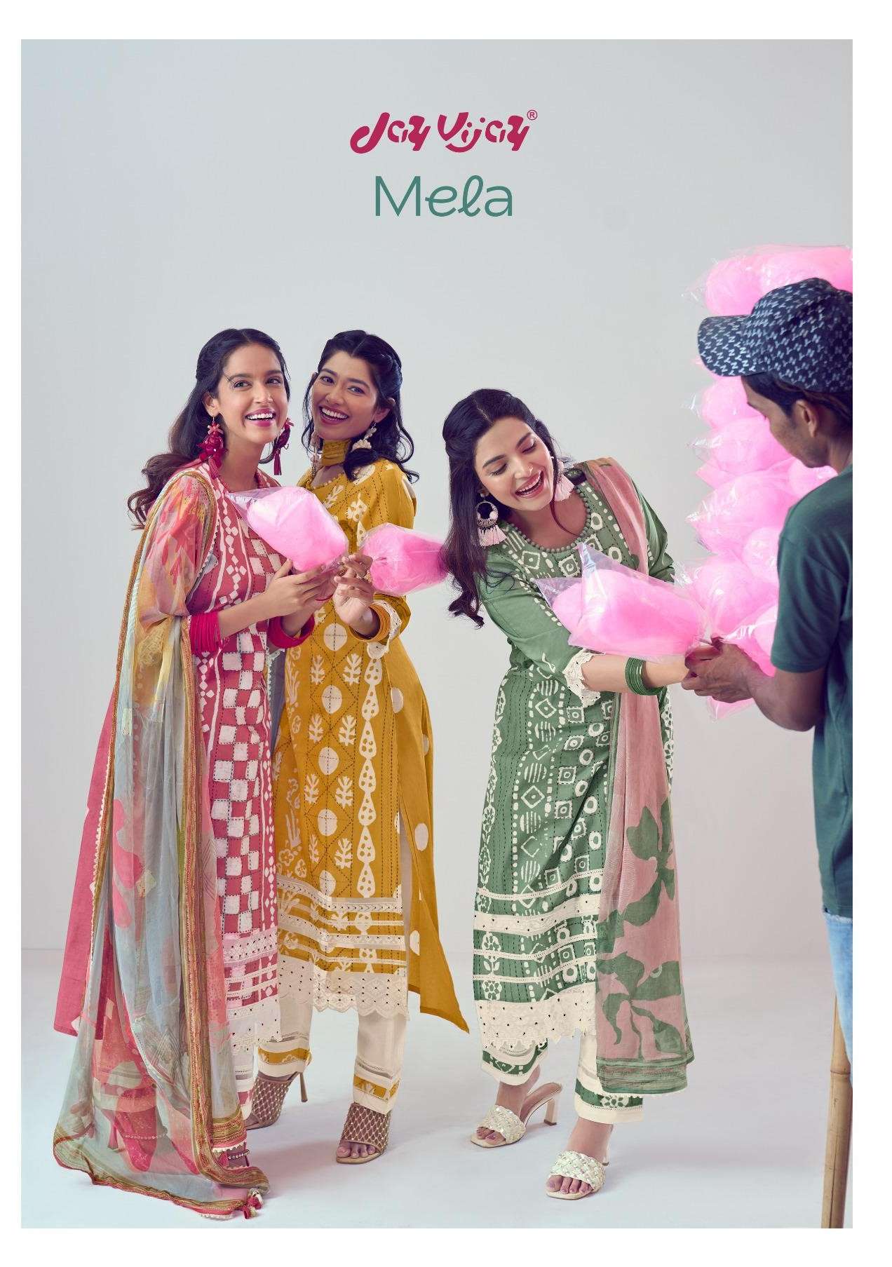 MELA BY JAY VIJAY 9031 TO 9036 SERIES PURE COTTON KATHA WORK DRESSES