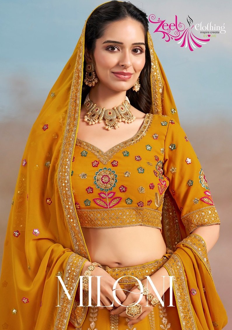 MILONI BY ZEEL CLOTHING 6008 COLOURS DESIGNER GEORGETTE LEHENGAS