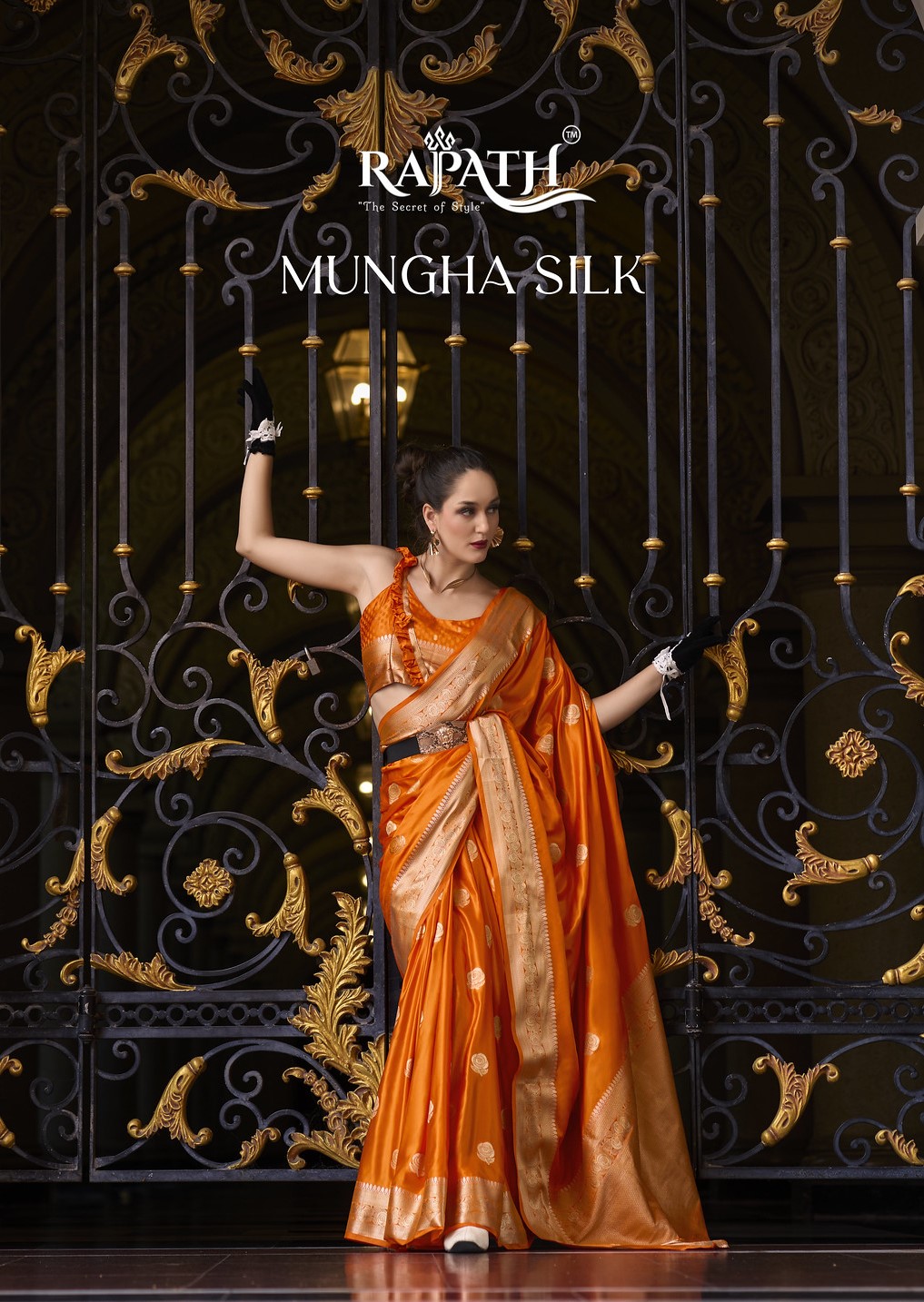 MUNGHA SILK BY RAJPATH 710001 TO 710008 SERIES SATIN CREPE SAREES