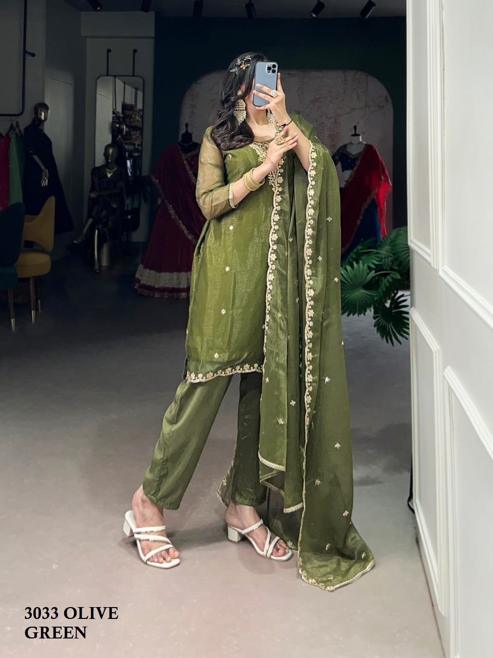 NNK-3033-OGN BY SUSWANI FANCY DESIGNER GOLD COIN STITCHED DRESS