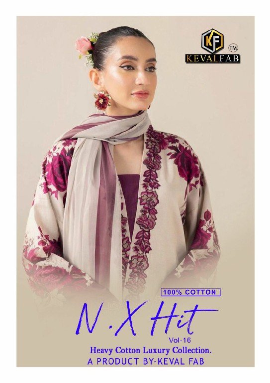 NX HIT VOL-16 BY KEVAL FAB 16001 TO 16010 SERIES COTTON PAKISTANI DRESSES